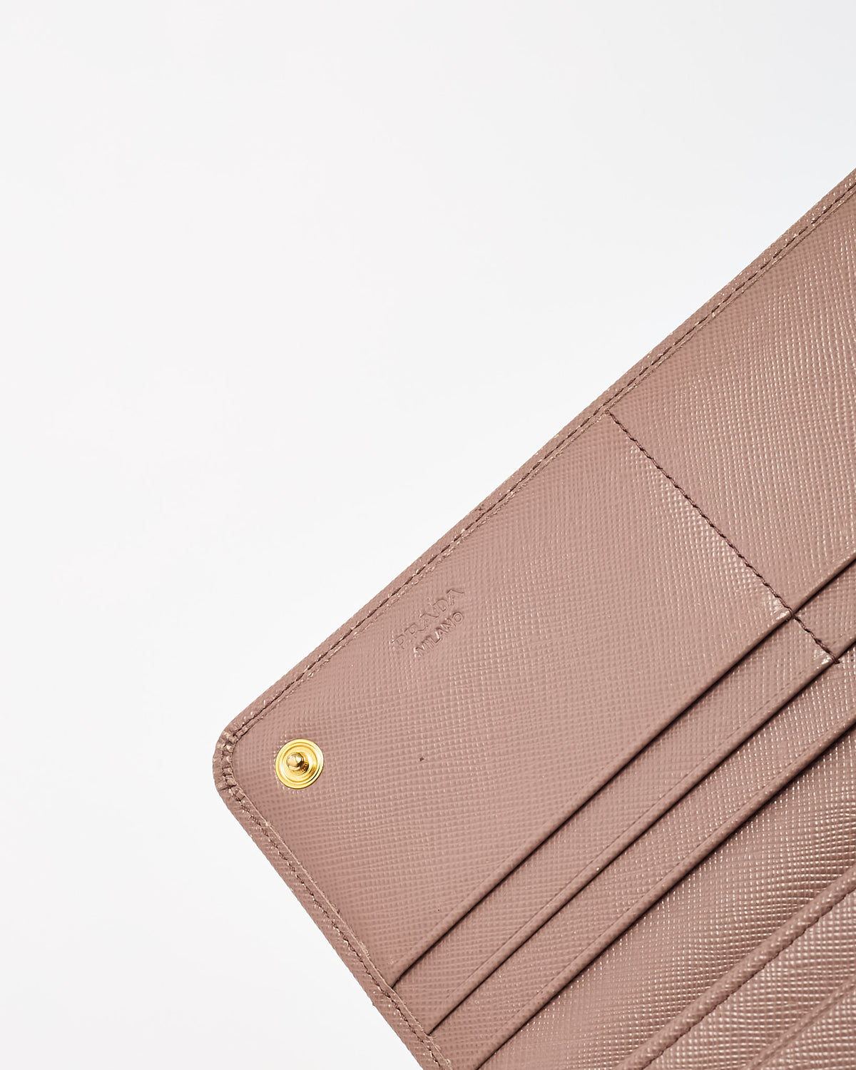 Prada Beige Cammeo Saffiano Leather Logo Continental Wallet