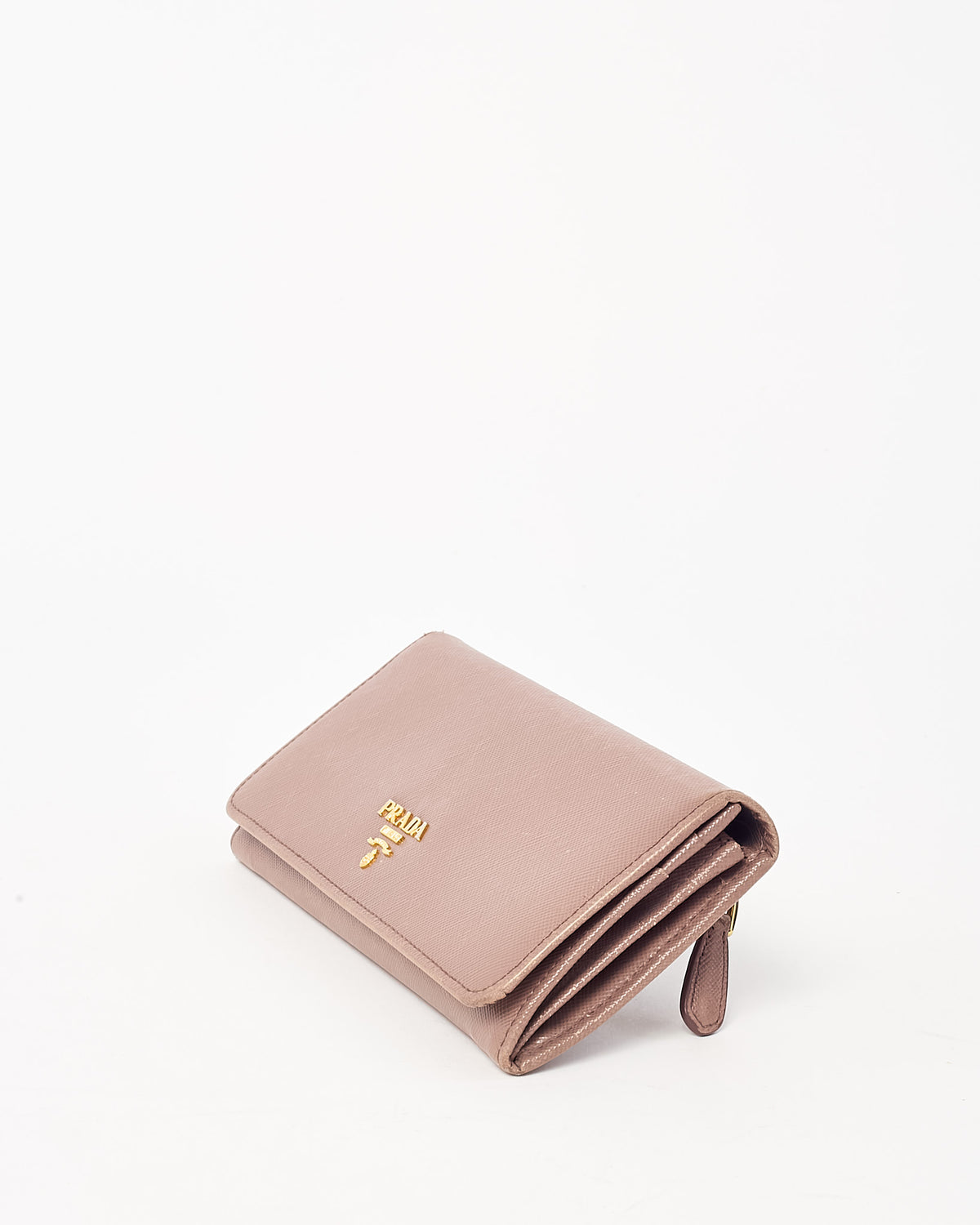 Prada Beige Cammeo Saffiano Leather Logo Continental Wallet