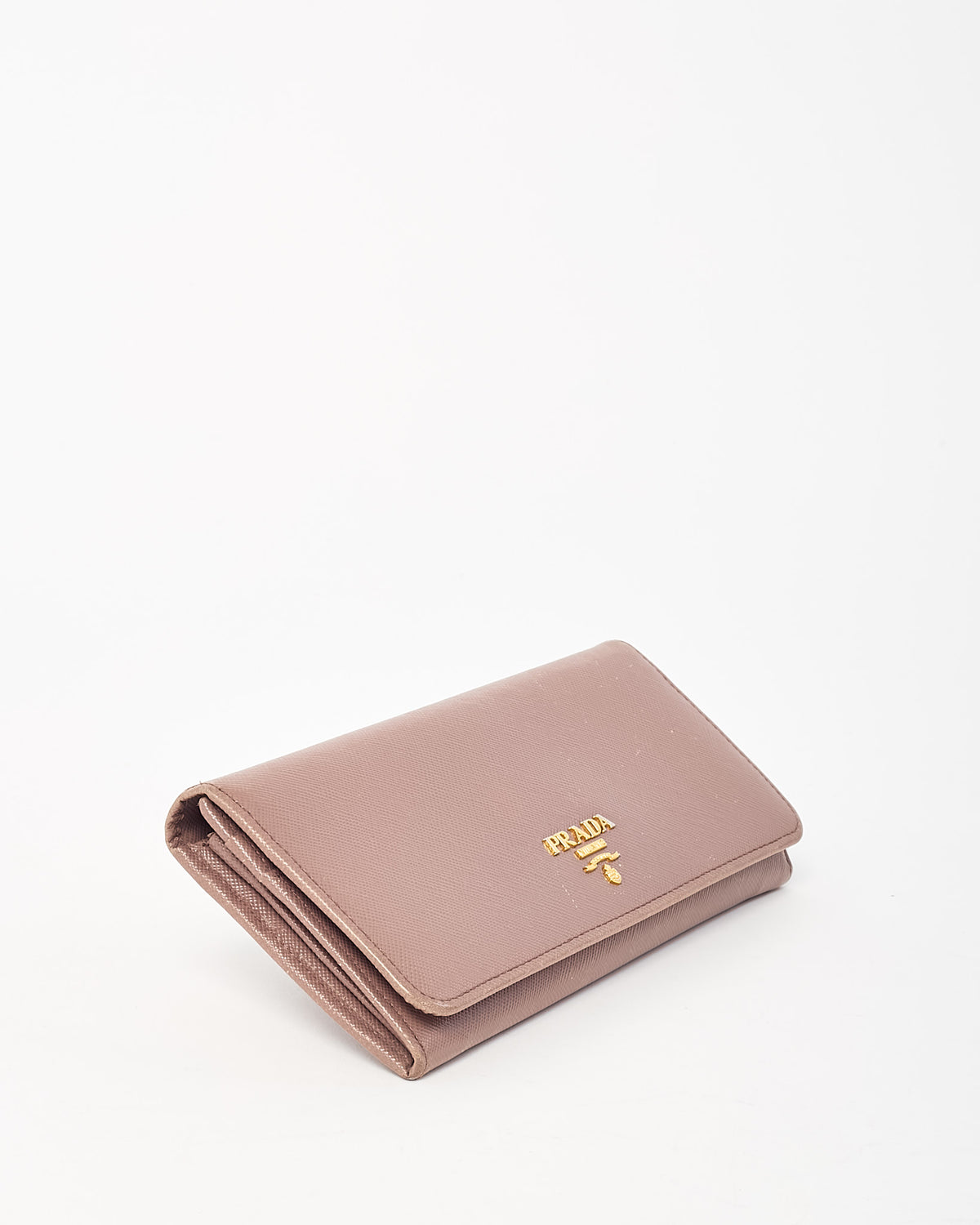 Prada Beige Cammeo Saffiano Leather Logo Continental Wallet