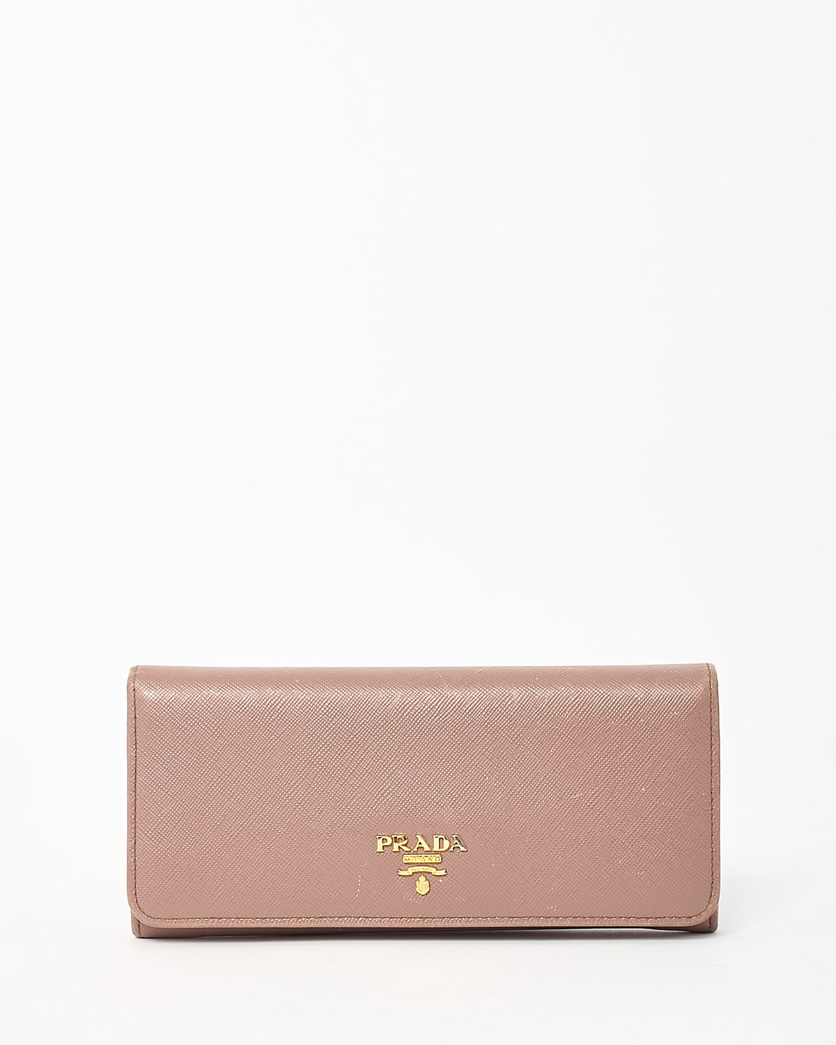 Prada Beige Cammeo Saffiano Leather Logo Continental Wallet