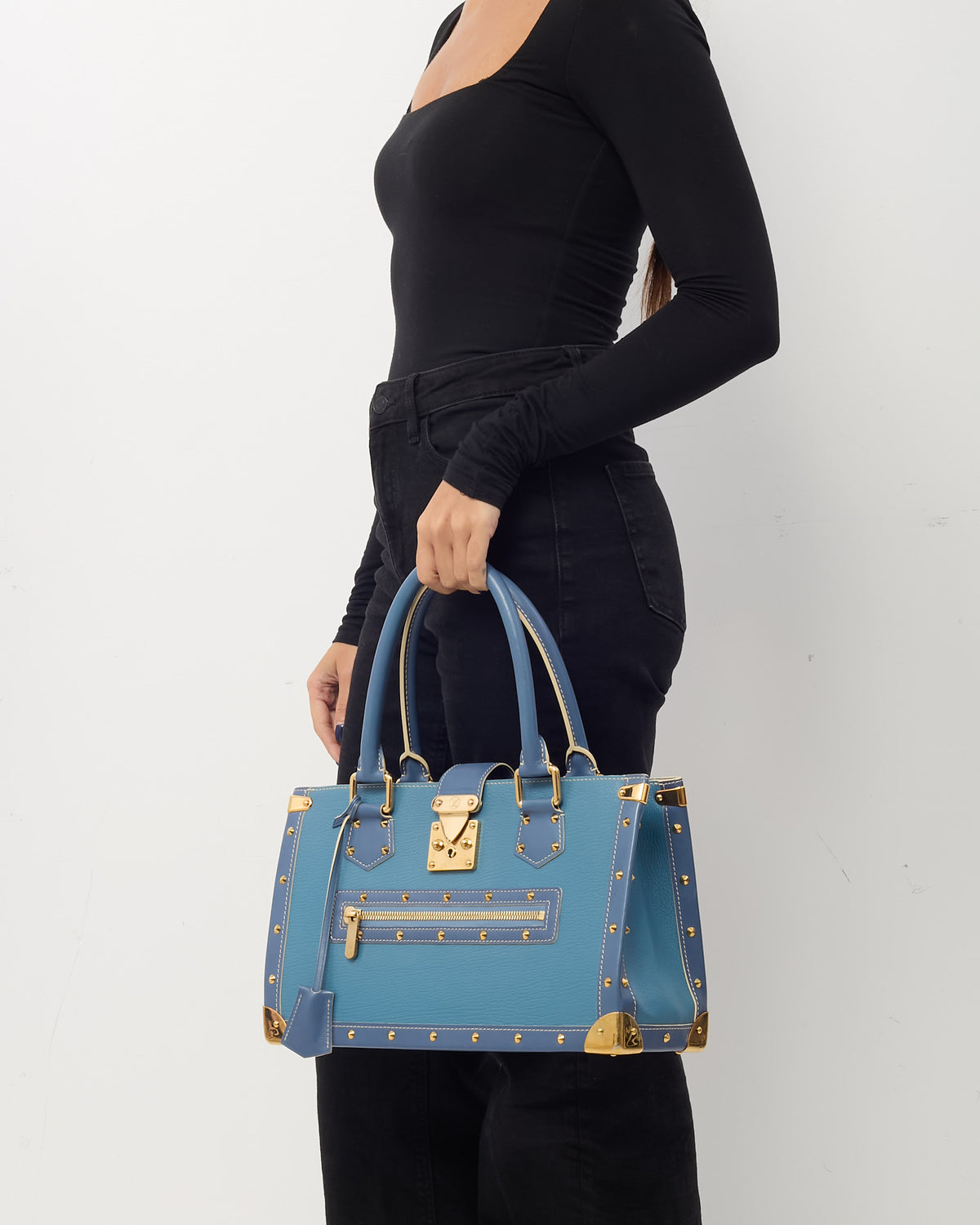 Louis Vuitton Blue Suhali Leather Le Fabuleux Top Handle Bag