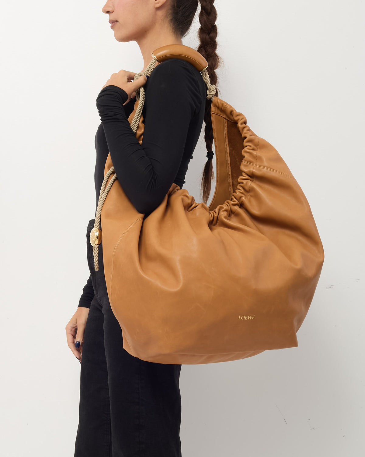 Loewe Tan (Oak) Nappa Leather Squeeze XL Shoulder Bag