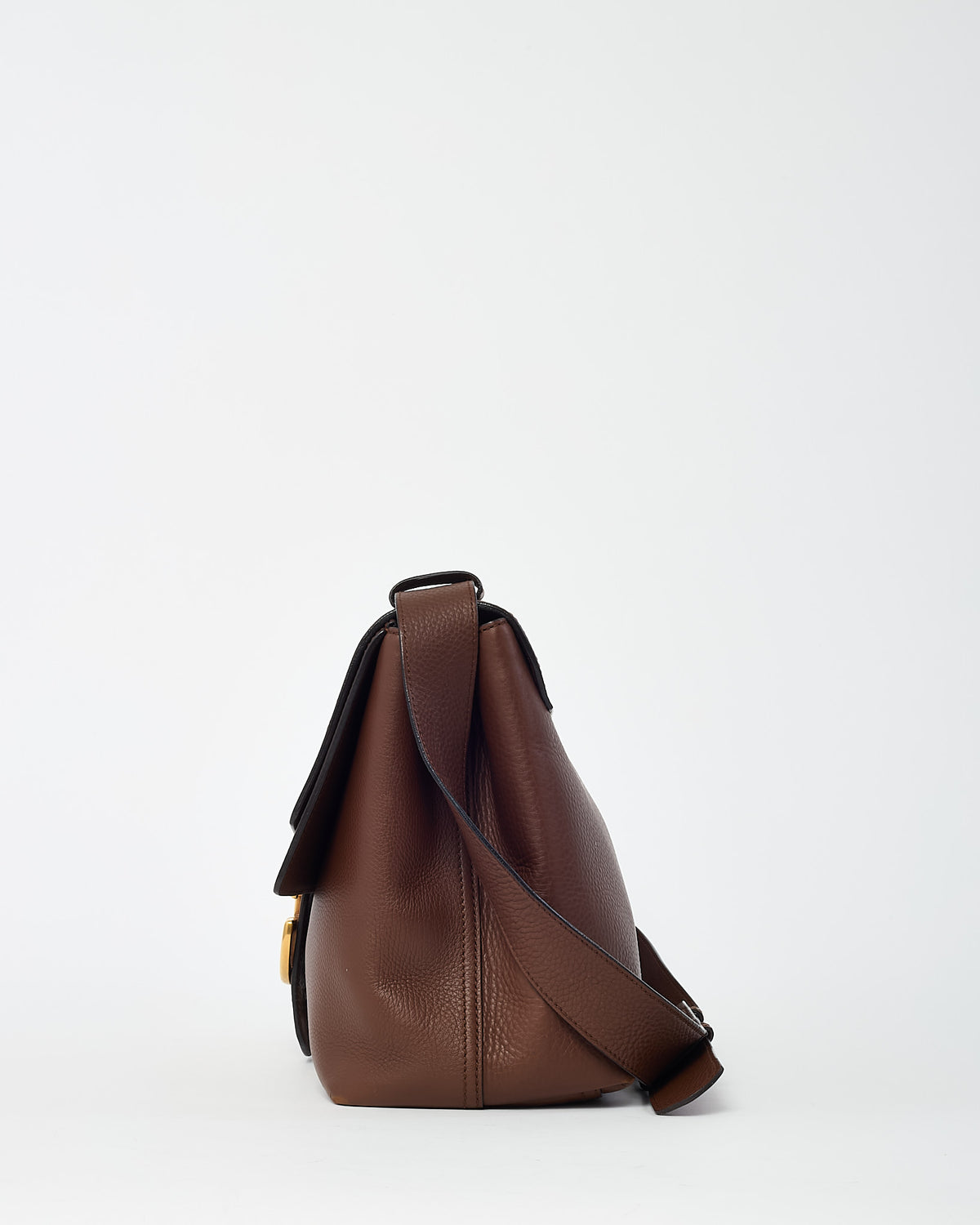 Gucci Brown Pebbled Leather GG Marmont Large Messenger Shoulder Bag