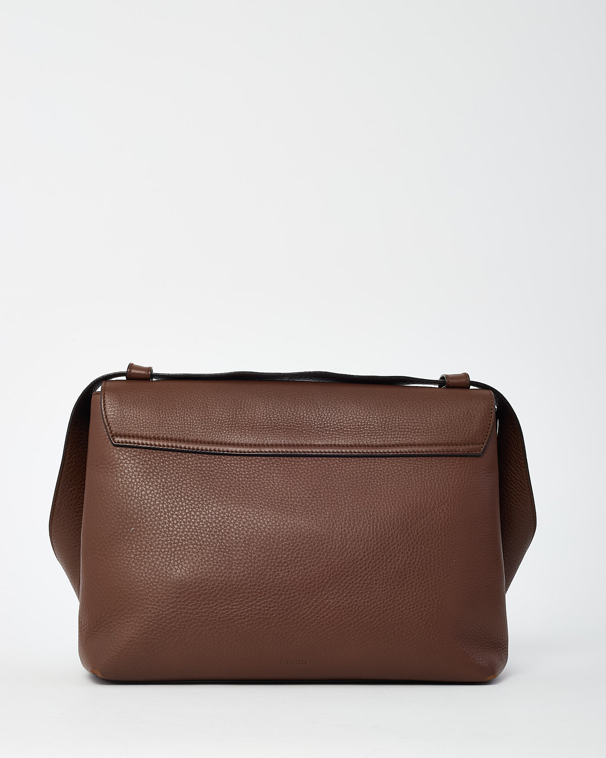 Gucci Brown Pebbled Leather GG Marmont Large Messenger Shoulder Bag