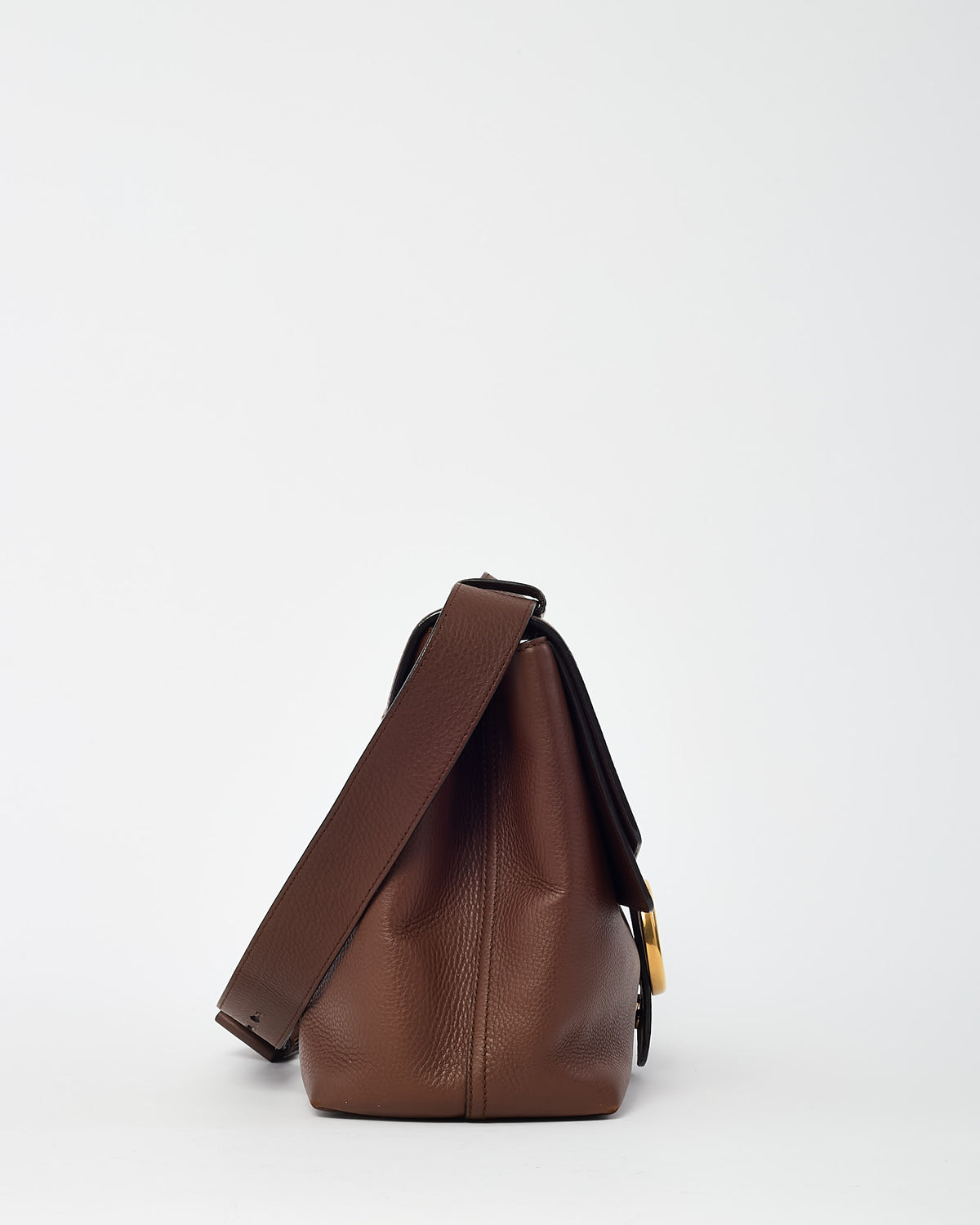 Gucci Brown Pebbled Leather GG Marmont Large Messenger Shoulder Bag