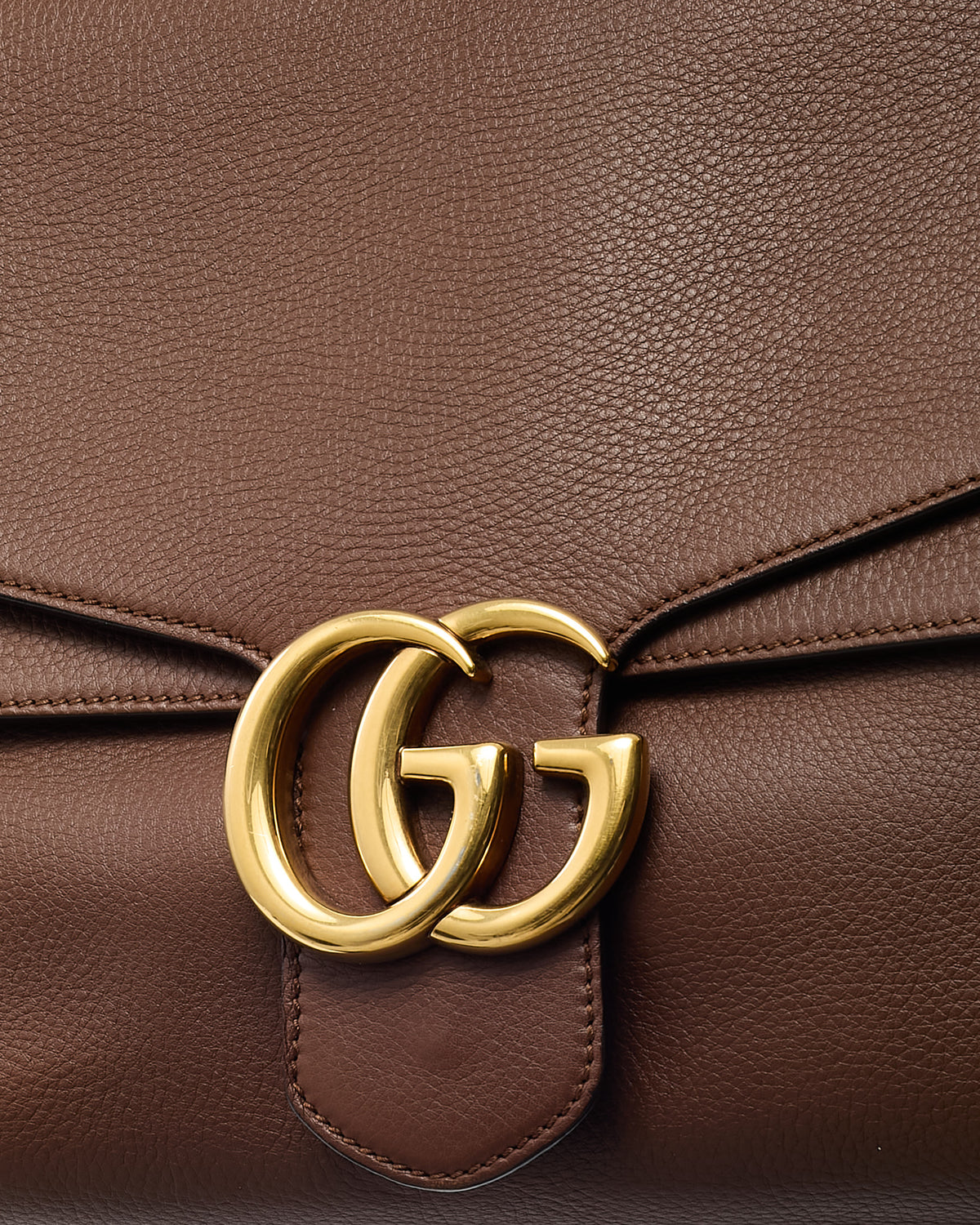 Gucci Brown Pebbled Leather GG Marmont Large Messenger Shoulder Bag