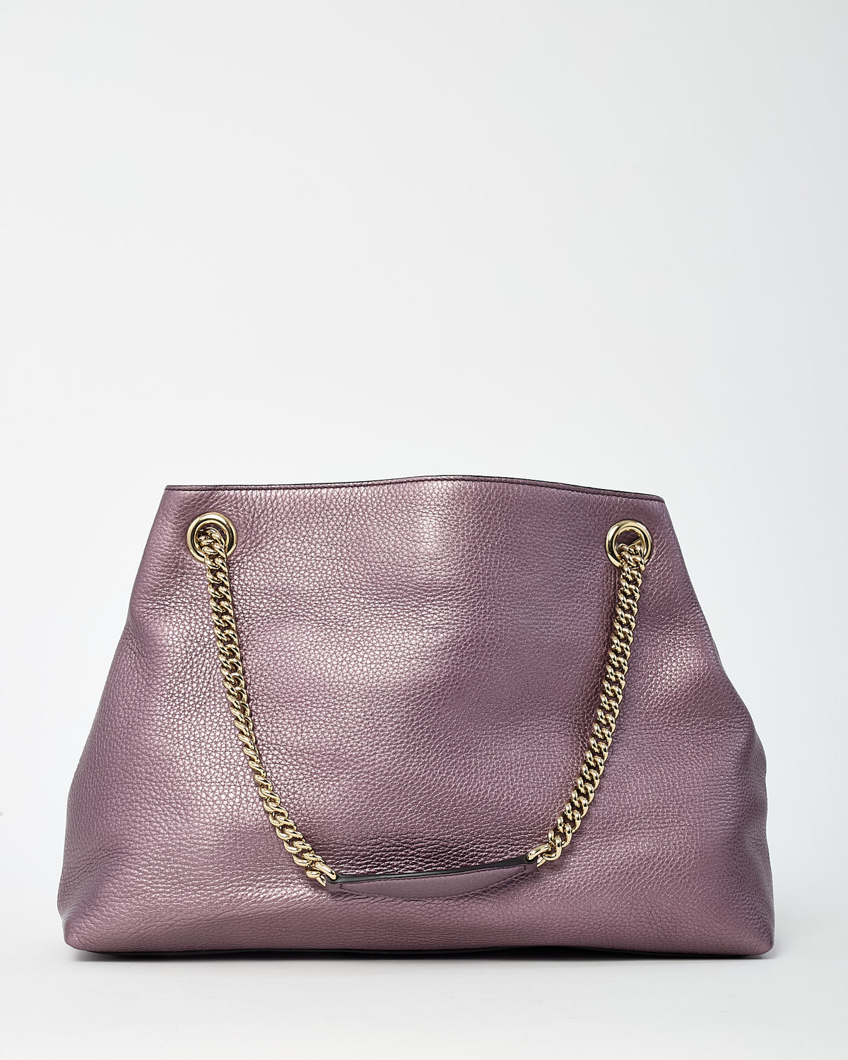 Gucci Metallic Purple Pebbled Leather GG Soho Chain Shoulder Bag