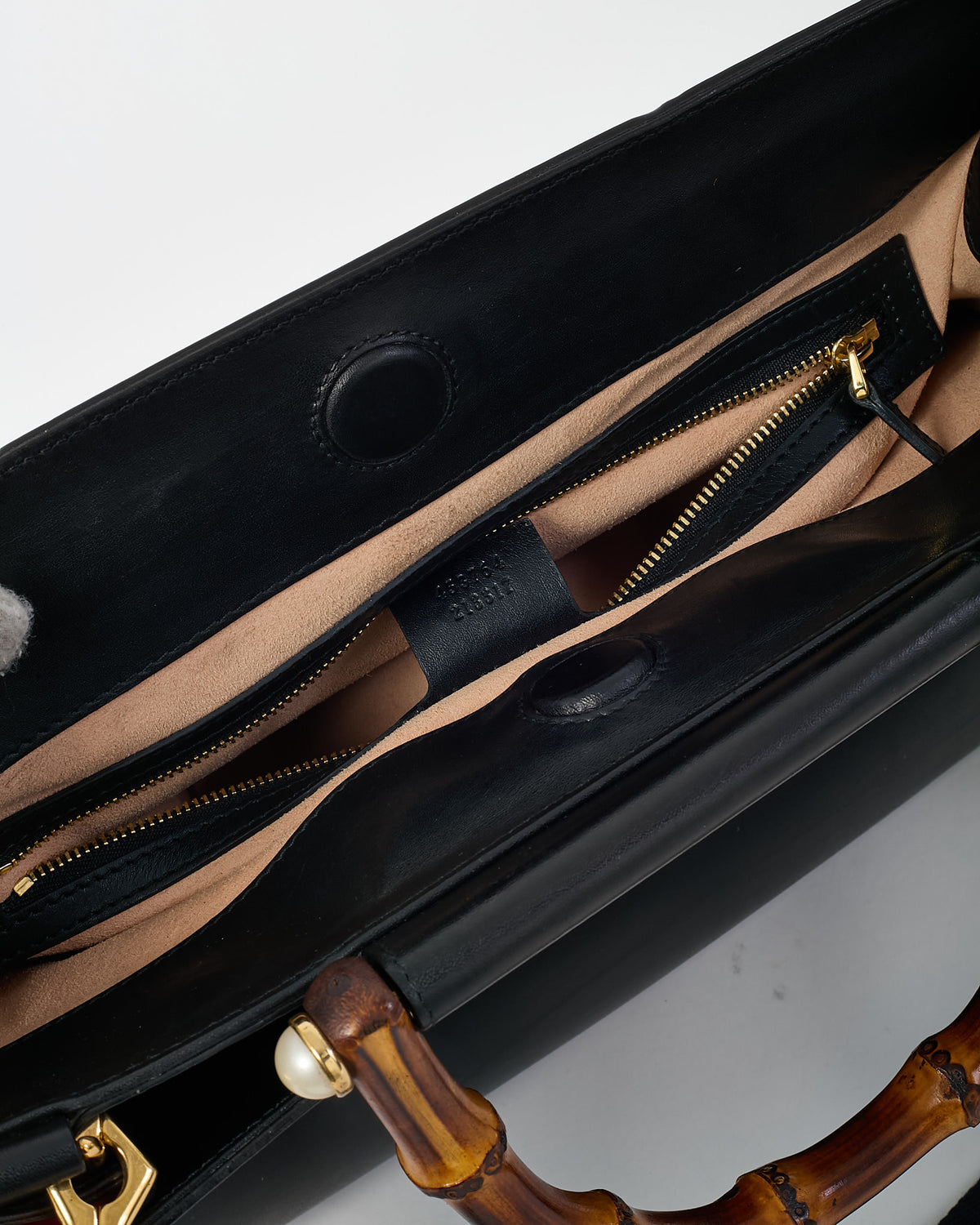 Gucci Black and Red Smooth Leather Large Nymphaea Bamboo Top Handle Bag with Web Strap