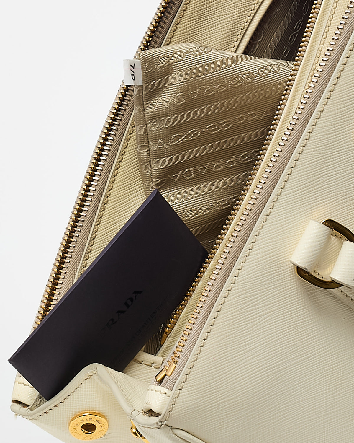 Prada White Saffiano Leather Medium Galleria Double Zip Tote (No Strap)