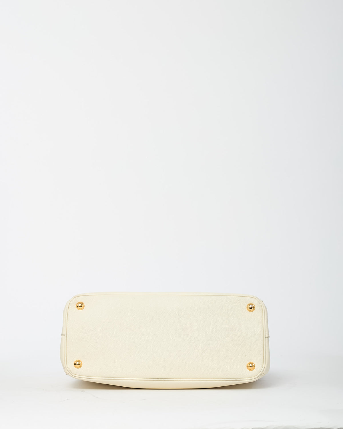 Prada White Saffiano Leather Medium Galleria Double Zip Tote (No Strap)