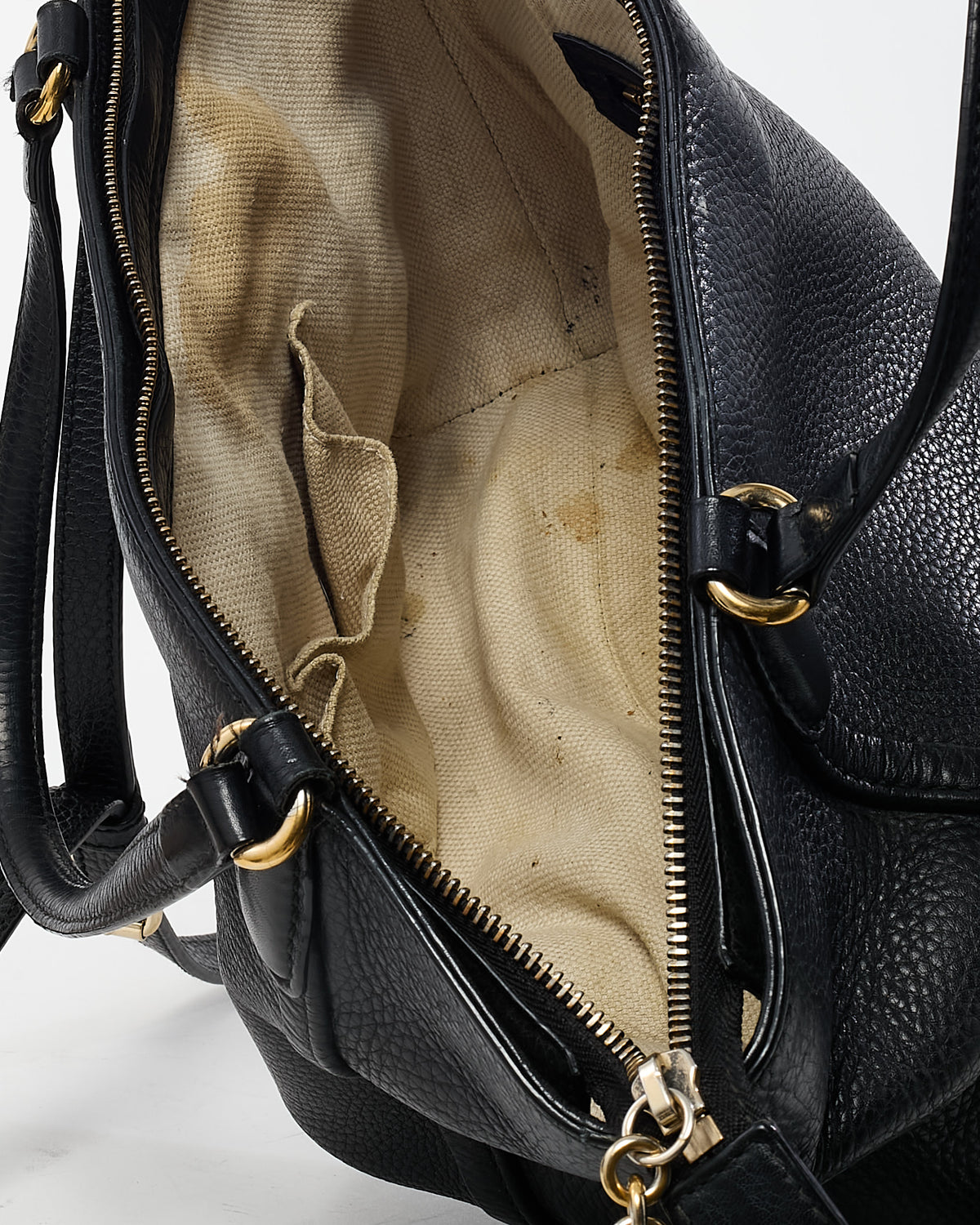 Gucci Black Leather Small Interlocking G Soho Cellarius 2Way Tote Bag