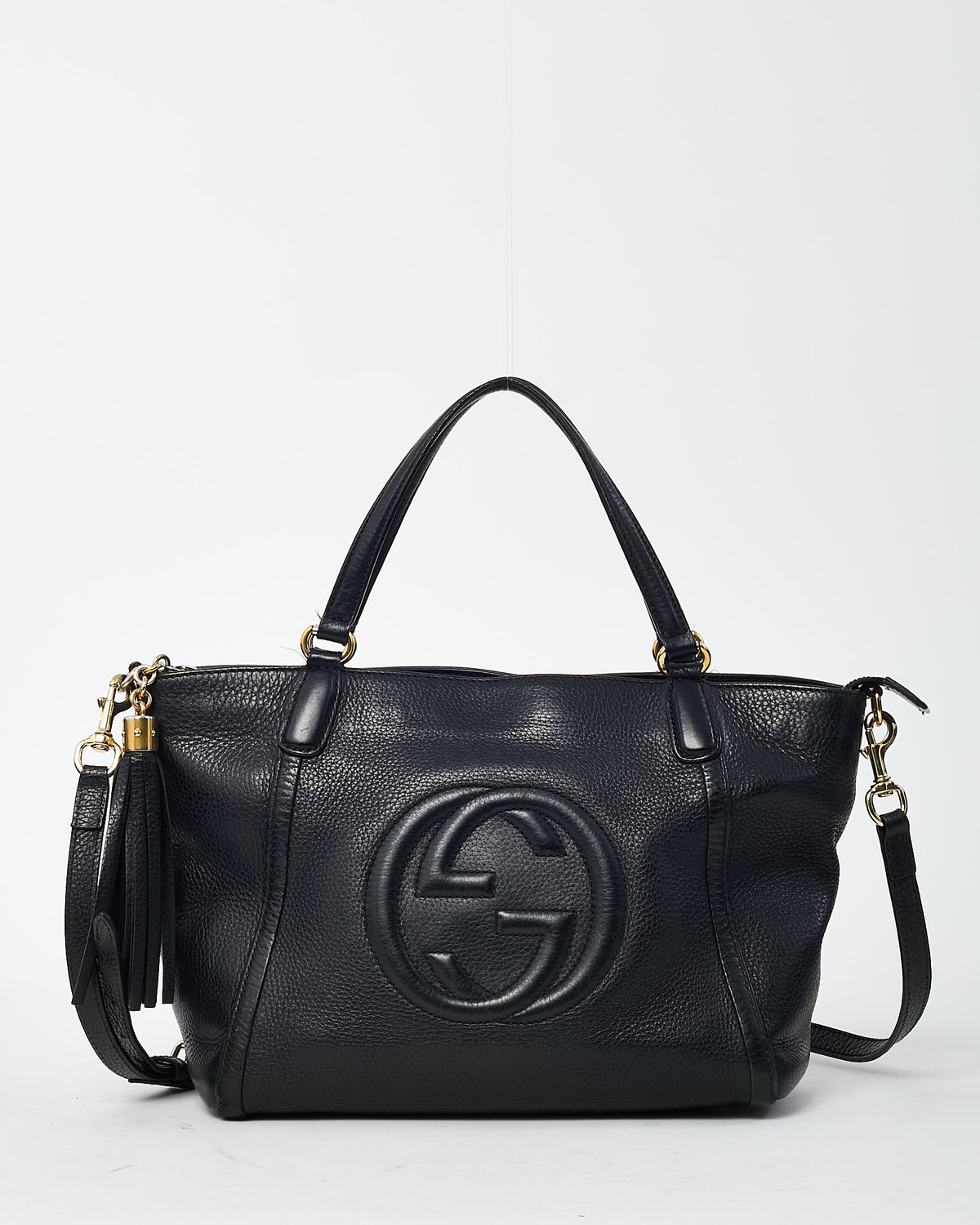 Gucci Black Leather Small Interlocking G Soho Cellarius 2Way Tote Bag