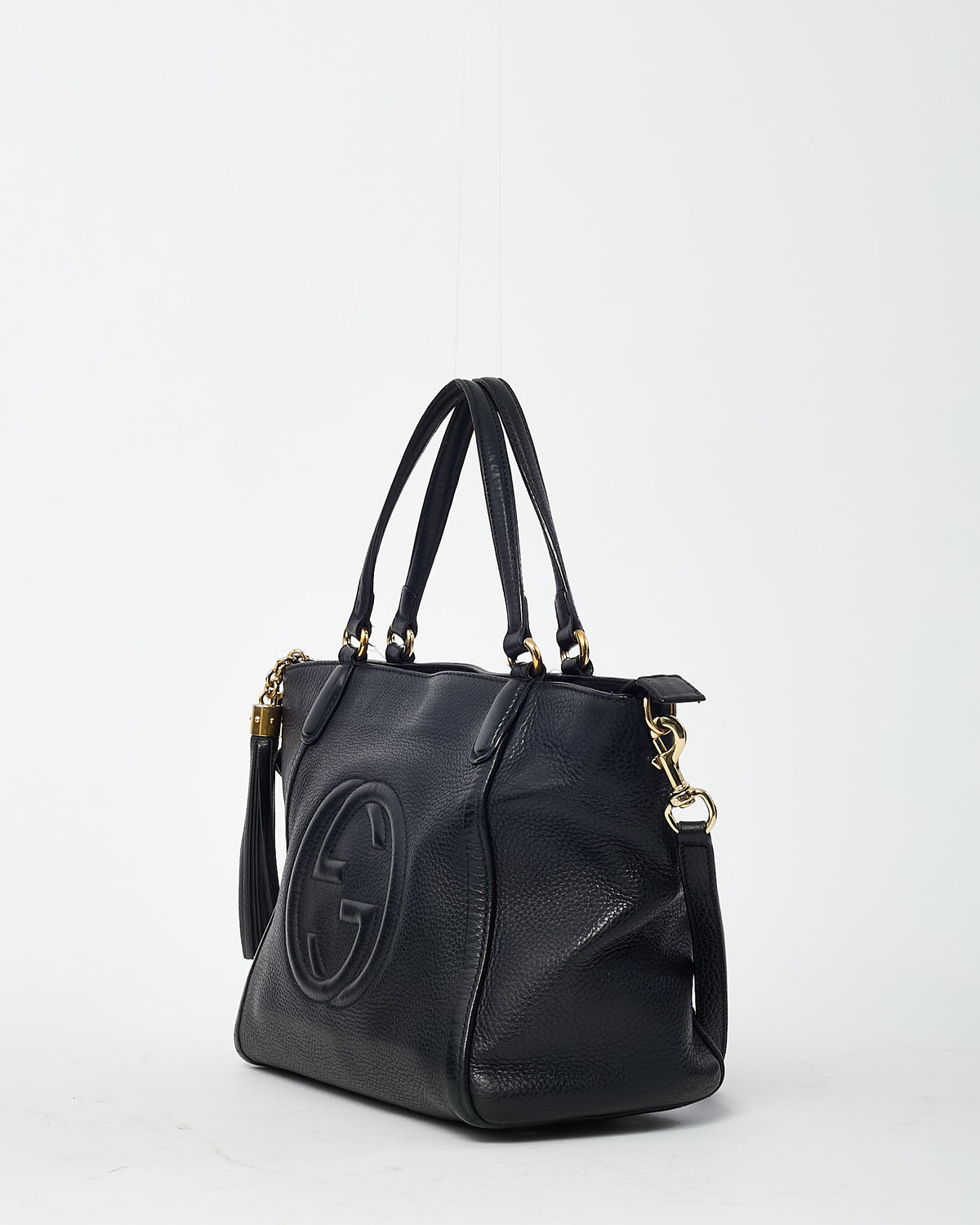 Gucci Black Leather Small Interlocking G Soho Cellarius 2Way Tote Bag
