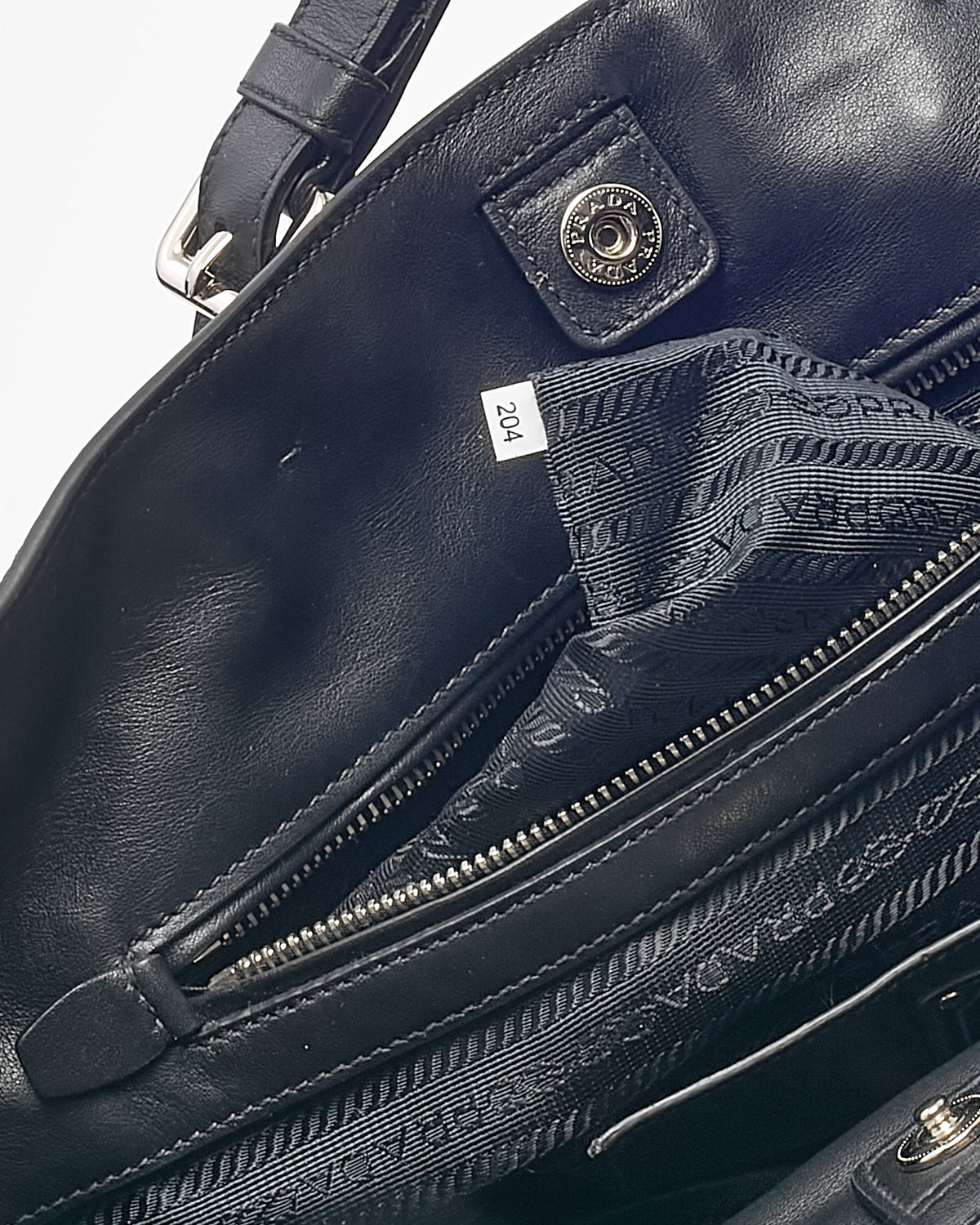 Prada Black Vitello Daino Leather 2Way Tote with Strap SHW