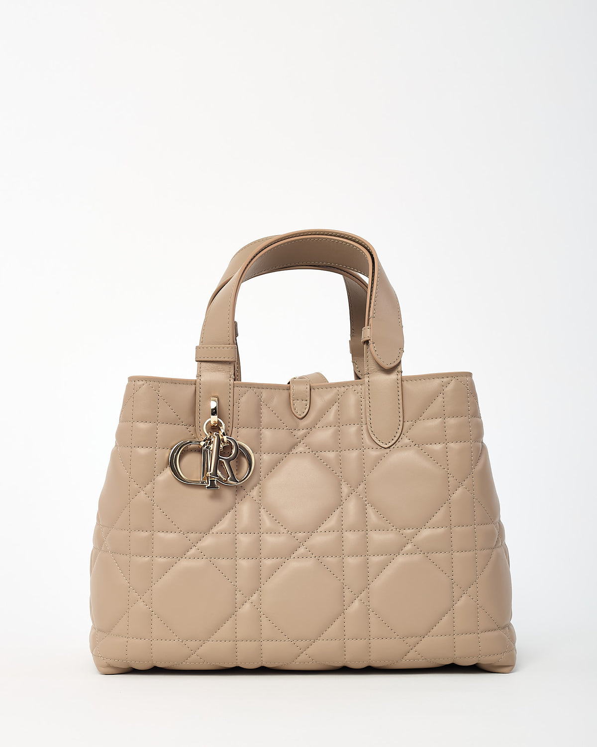 Dior Beige Macrocannage Calfskin Leather Medium Toujours Bag GHW