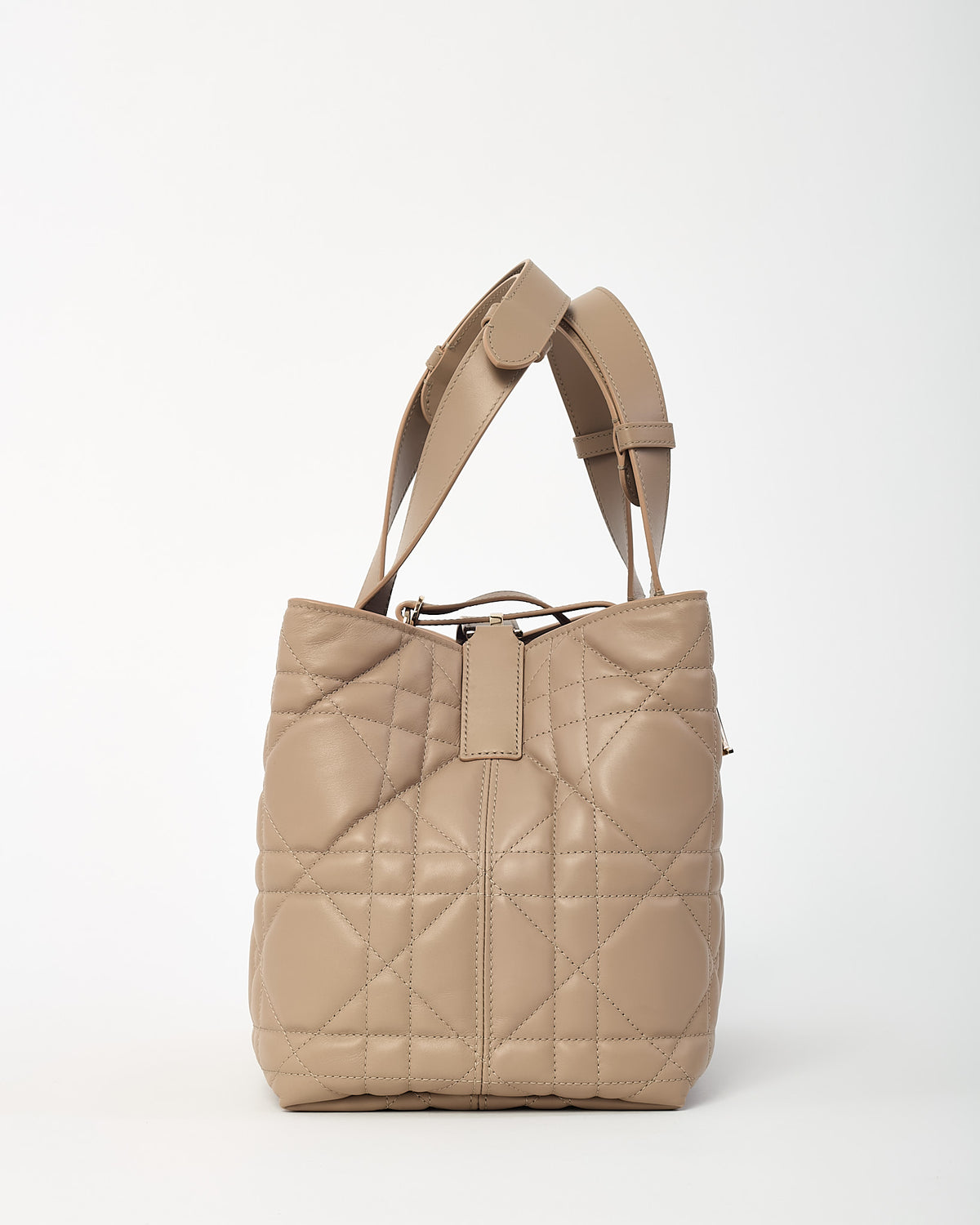 Dior Beige Macrocannage Calfskin Leather Medium Toujours Bag GHW