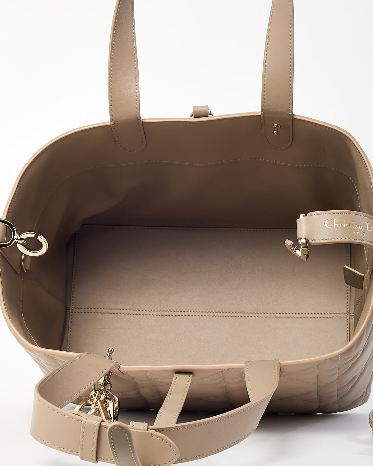 Dior Beige Macrocannage Calfskin Leather Medium Toujours Bag GHW