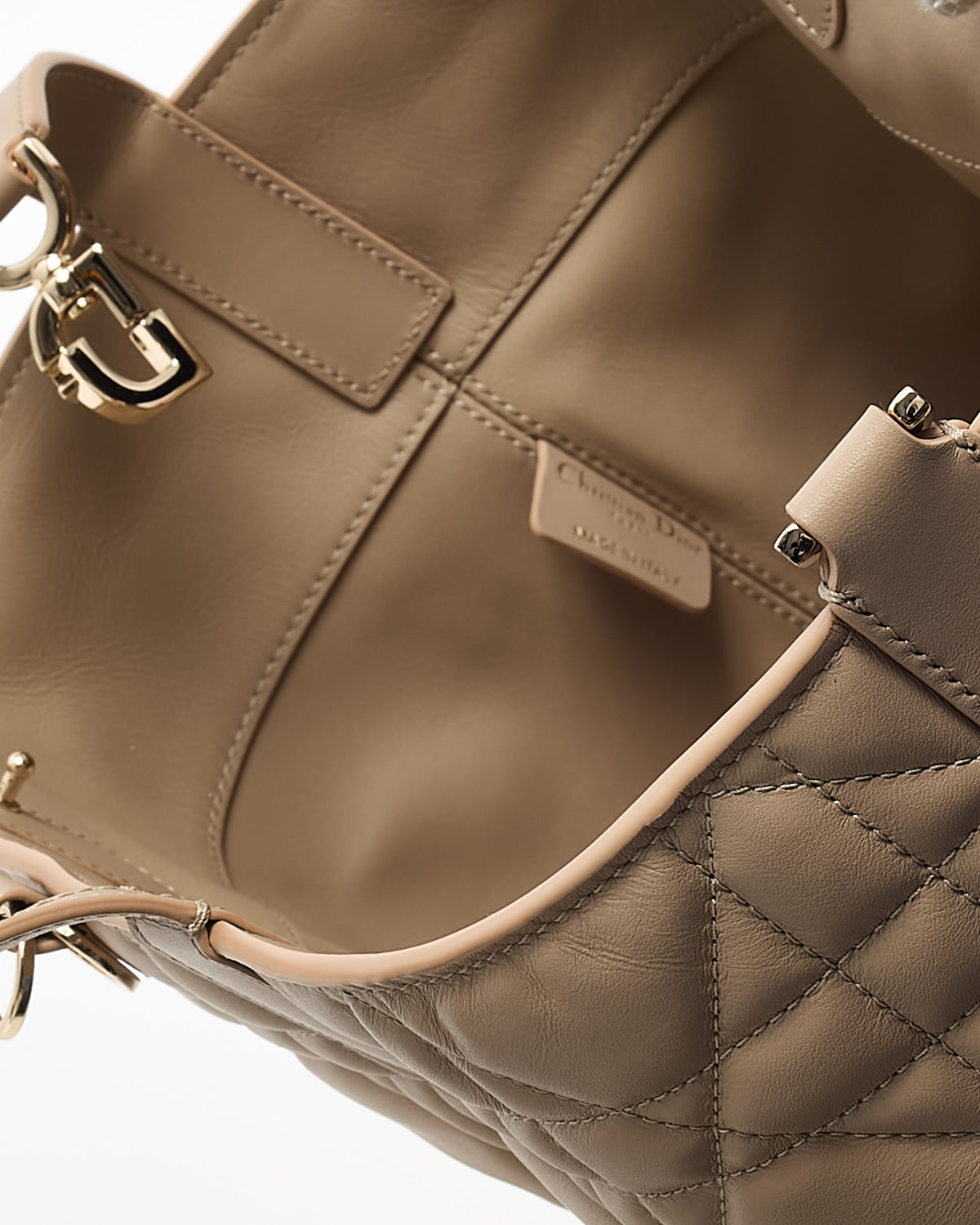Dior Beige Macrocannage Calfskin Leather Medium Toujours Bag GHW