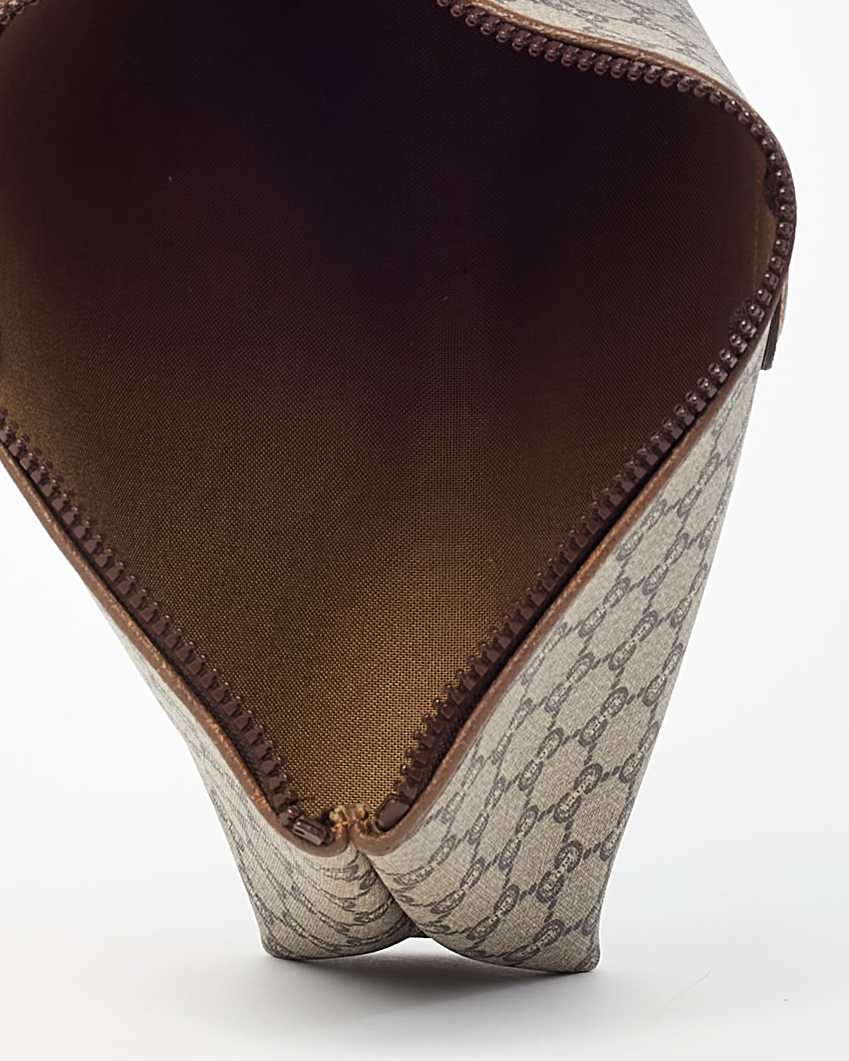 Gucci Vintage GG Plus Beige/Brown GG Monogram Coated Canvas Zip Pouch