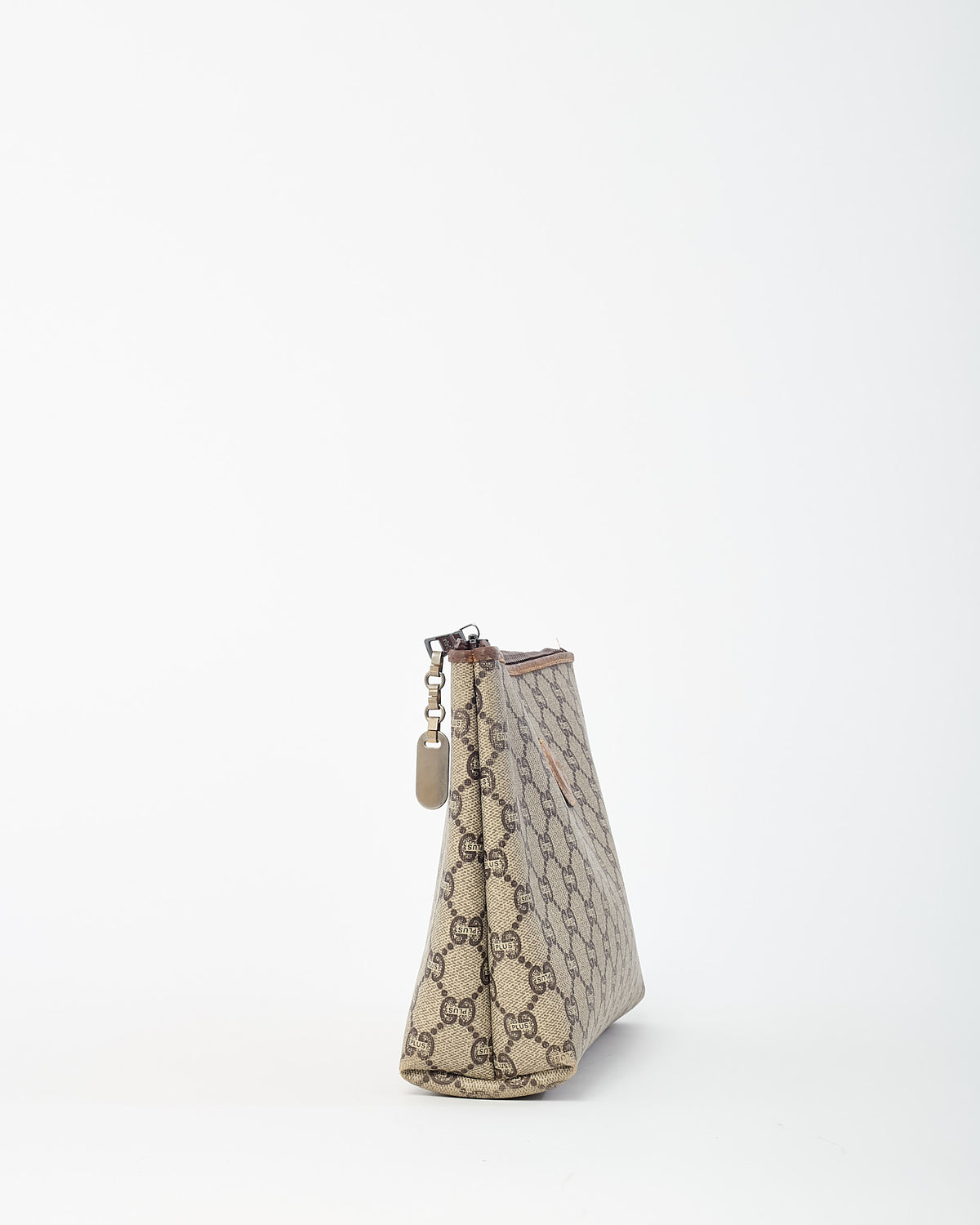 Gucci Vintage GG Plus Beige/Brown GG Monogram Coated Canvas Zip Pouch