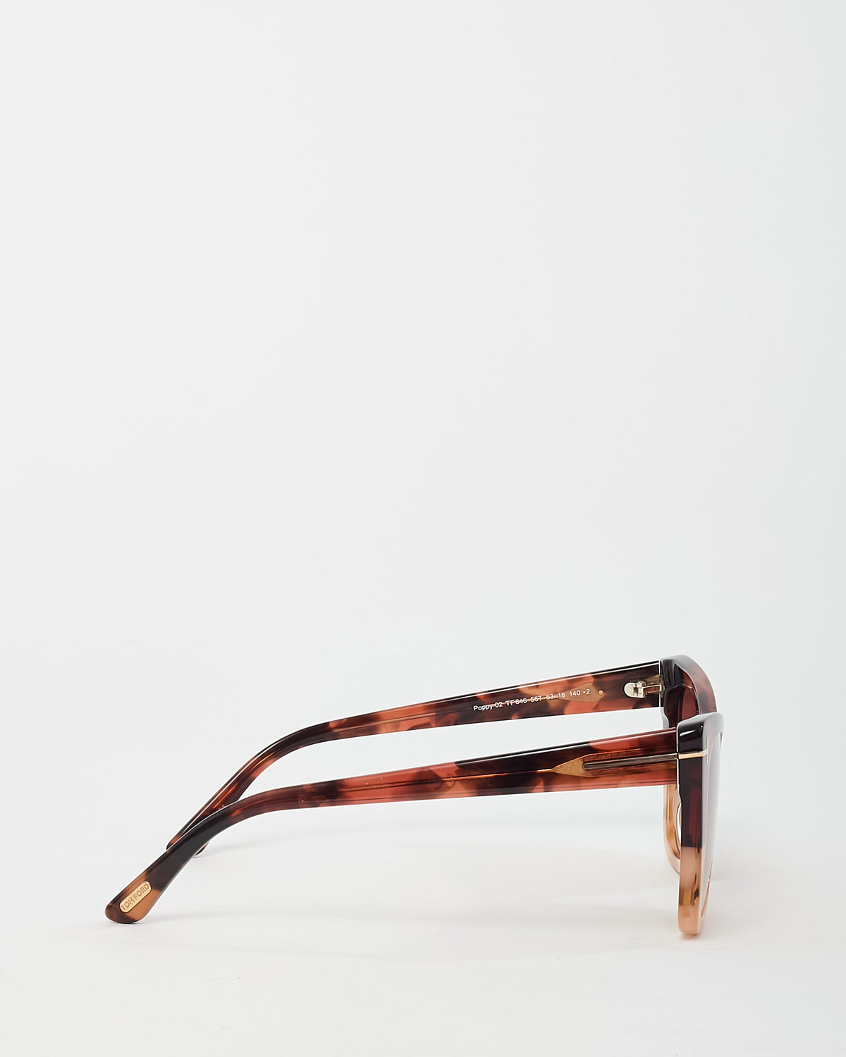 Tom Ford Brown Havana Poppy 02 TF846 Cat Eye Sunglasses