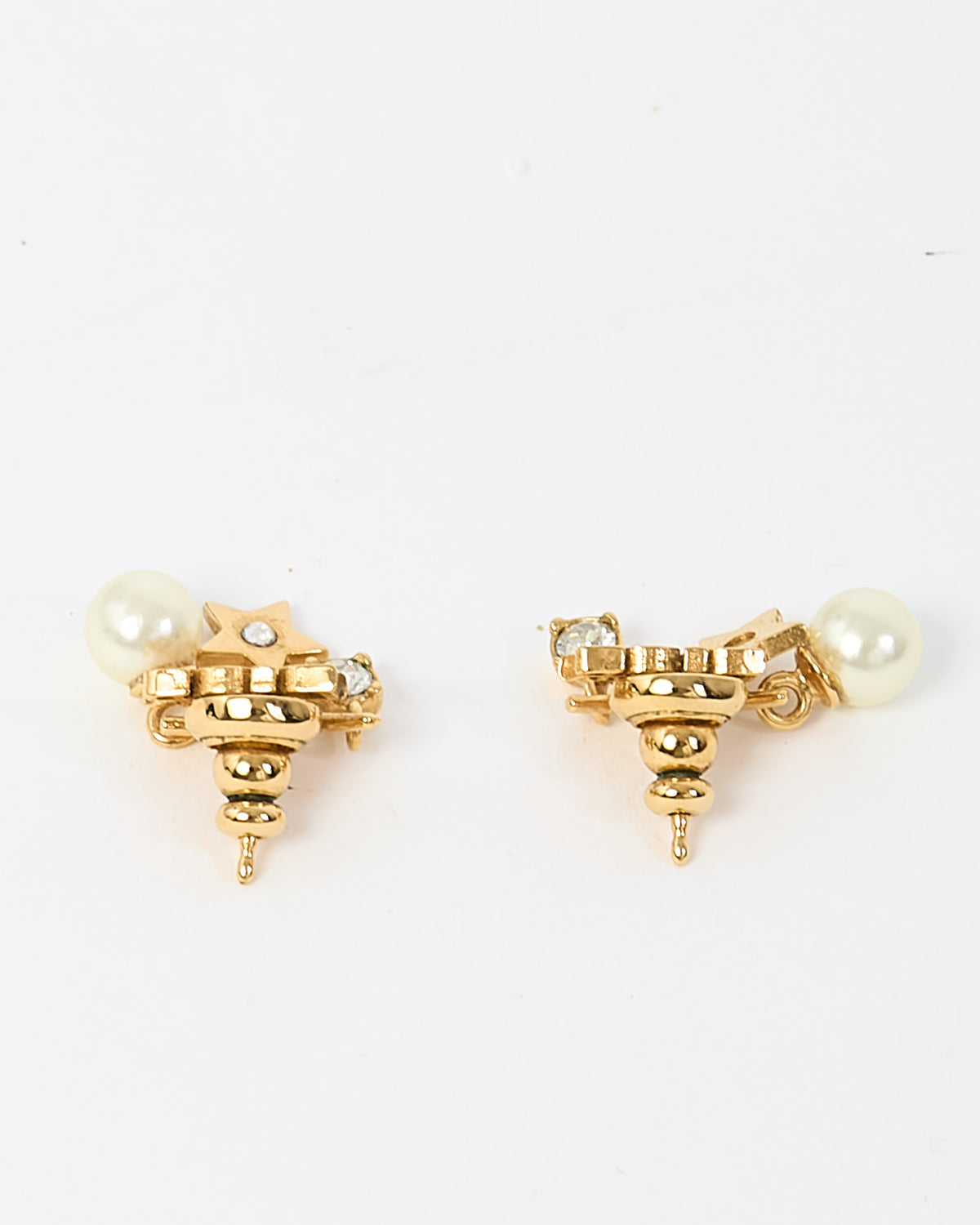 Dior Gold-Finish Metal, White Resin Pearls and Sparkling Crystals Dio(r)evolution Earrings