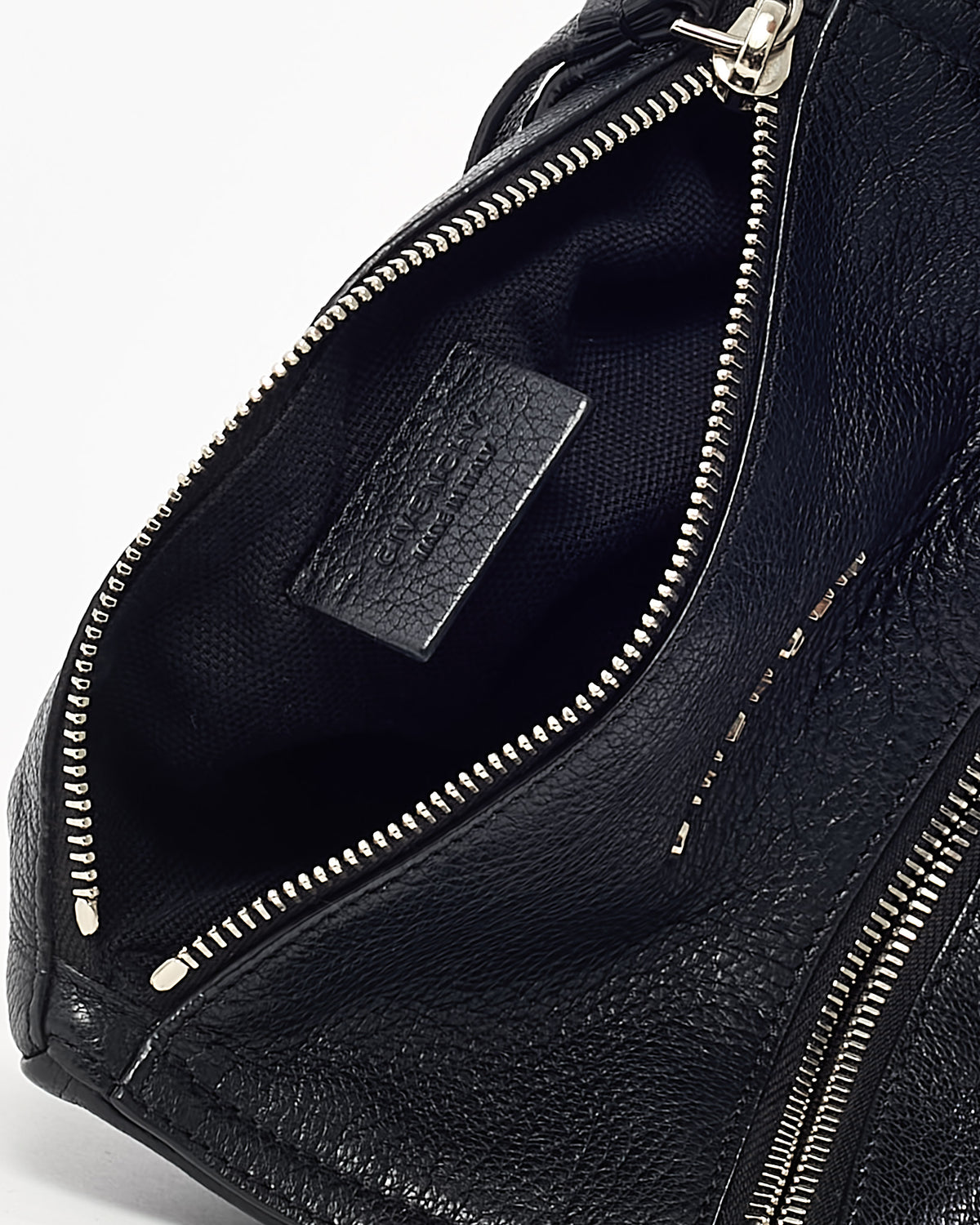 Givenchy Black Leather SHW Chain Detail Wristlet Pandora Pouch