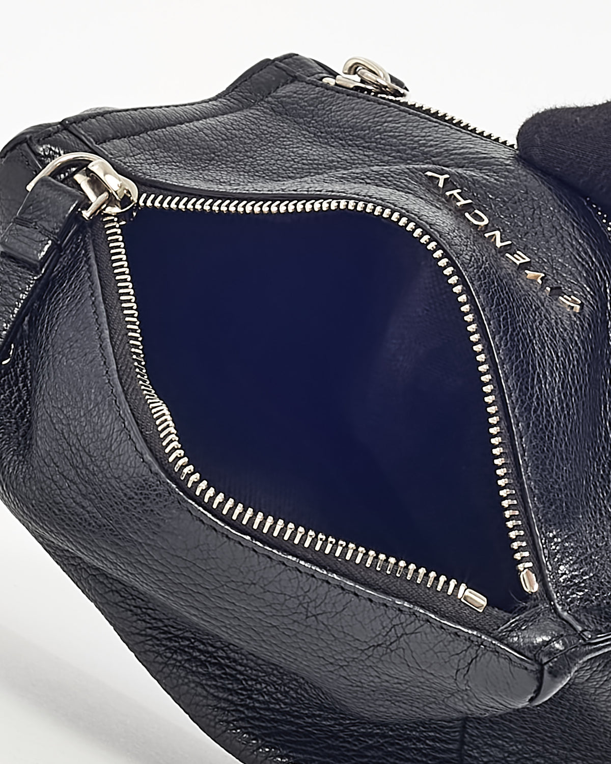 Givenchy Black Leather SHW Chain Detail Wristlet Pandora Pouch
