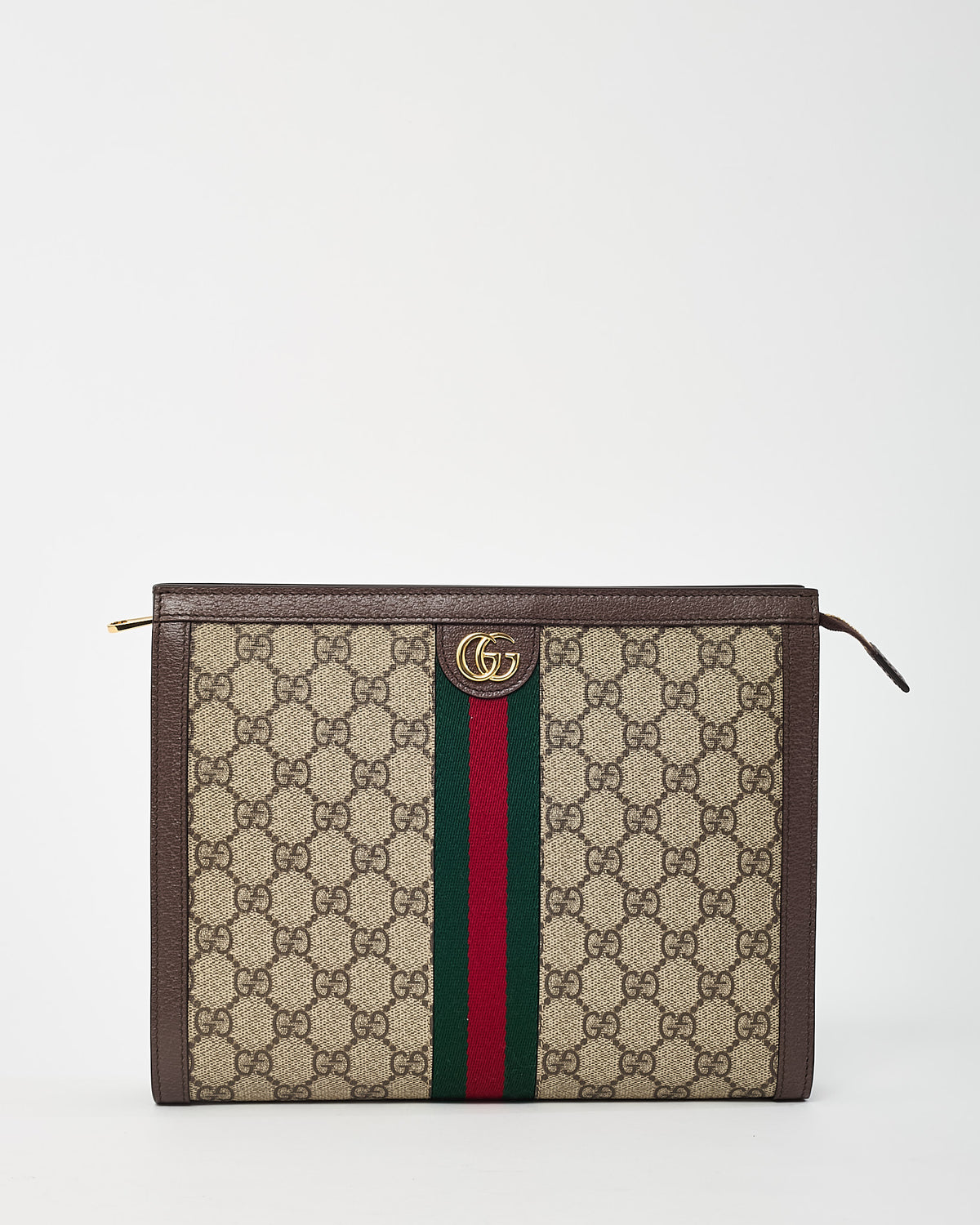 Gucci Beige/Brown Monogram GG Supreme Canvas Ophidia Pouch
