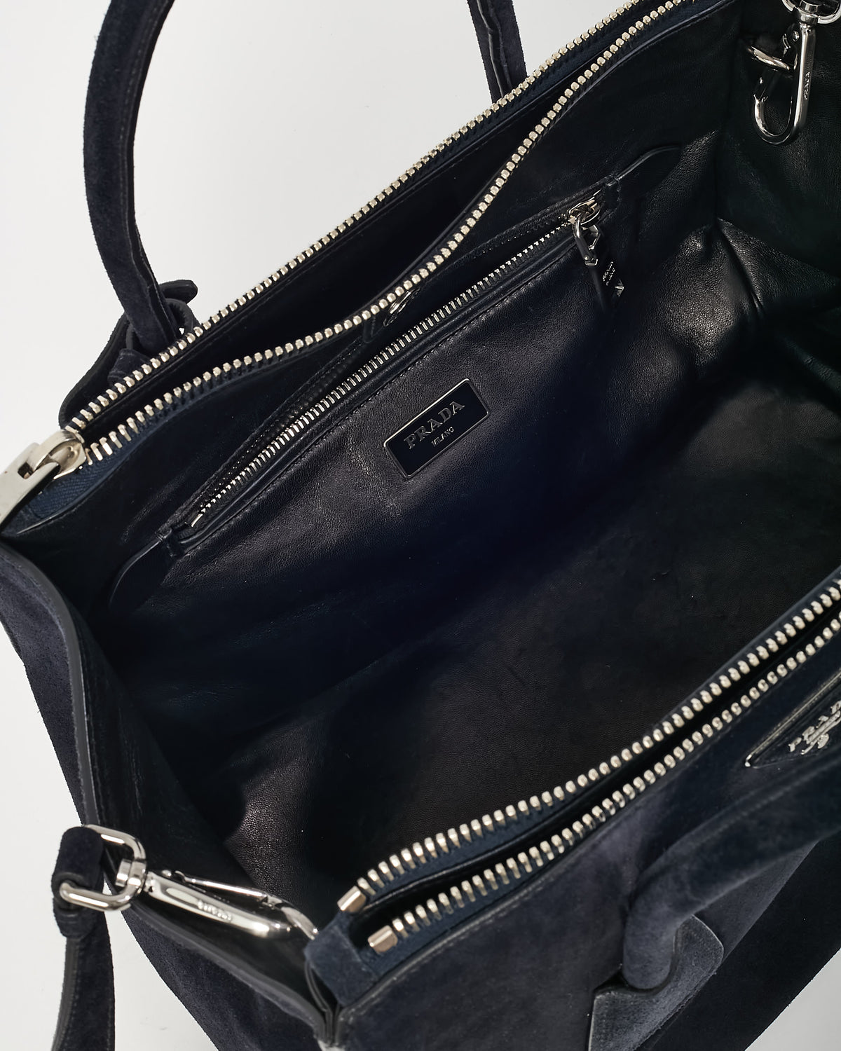 Prada Black Suede Twin Pocket Tote Bag with Strap