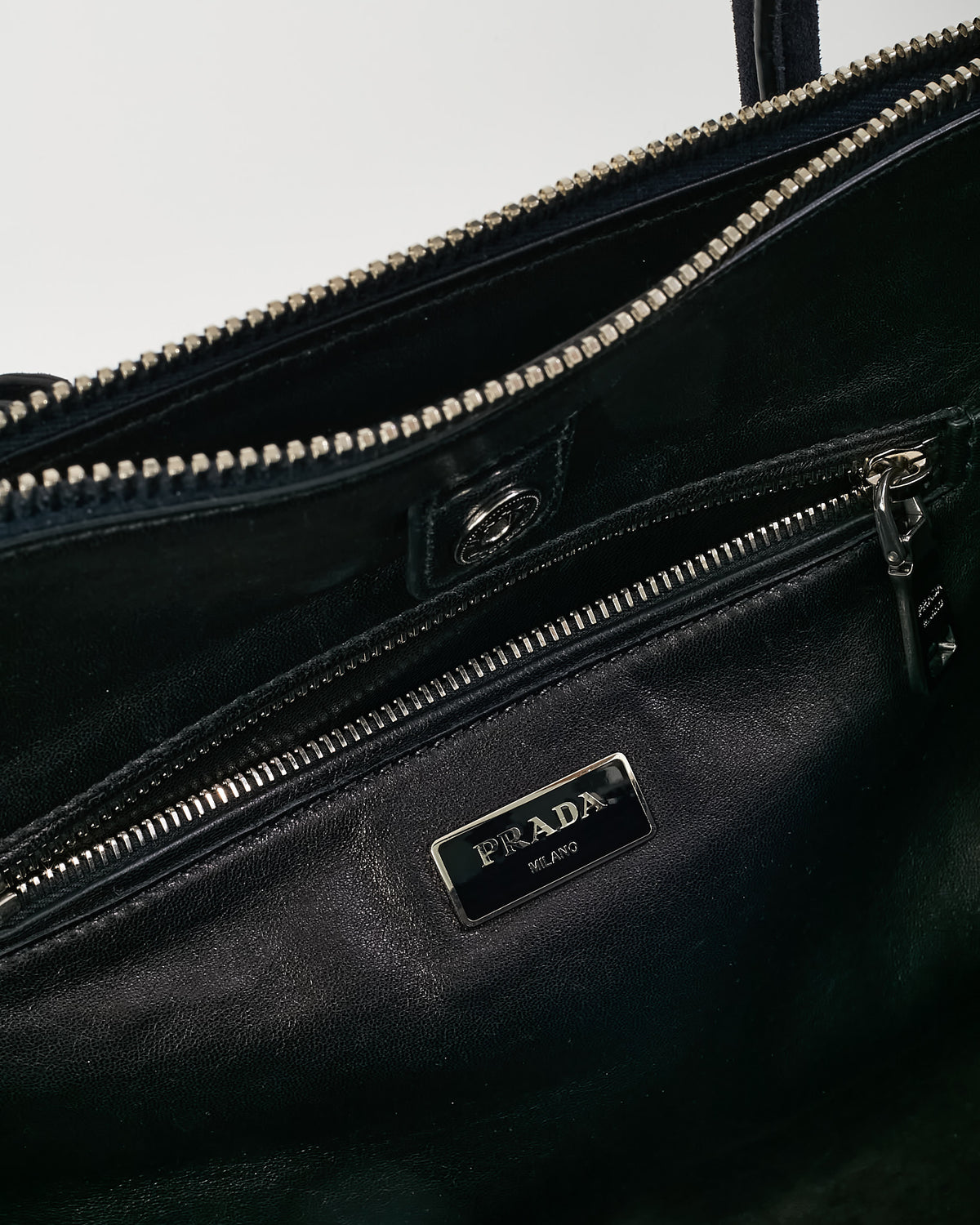 Prada Black Suede Twin Pocket Tote Bag with Strap
