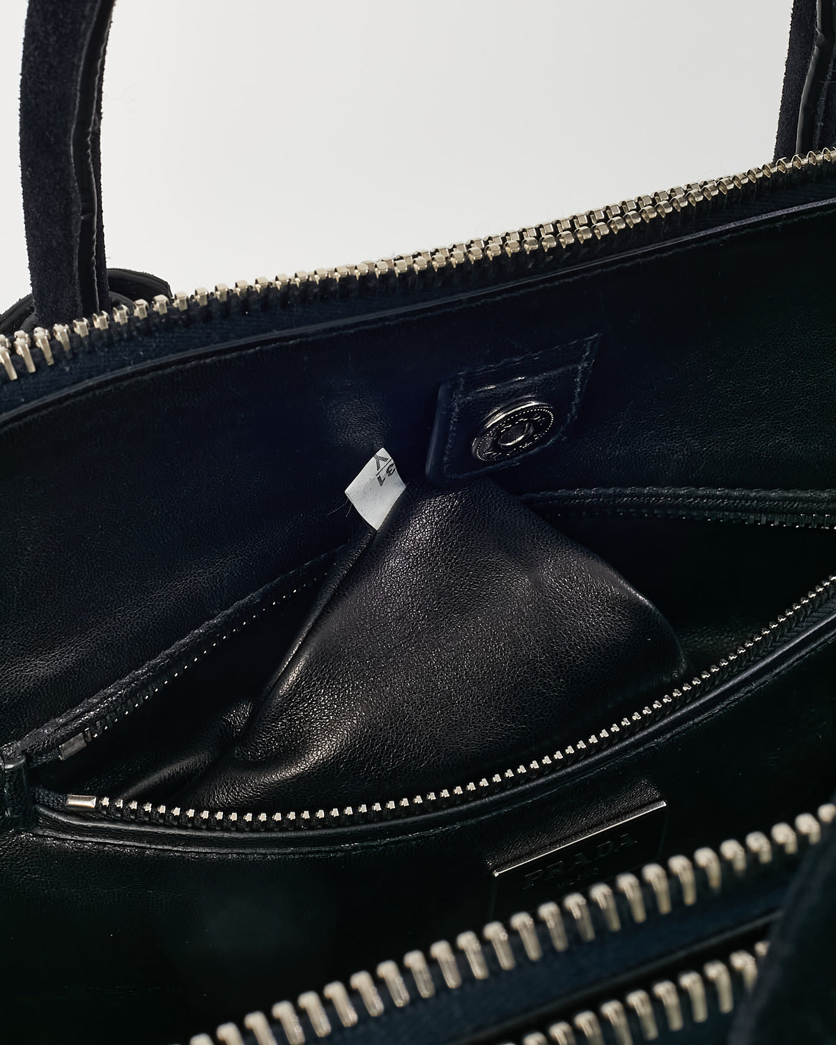 Prada Black Suede Twin Pocket Tote Bag with Strap