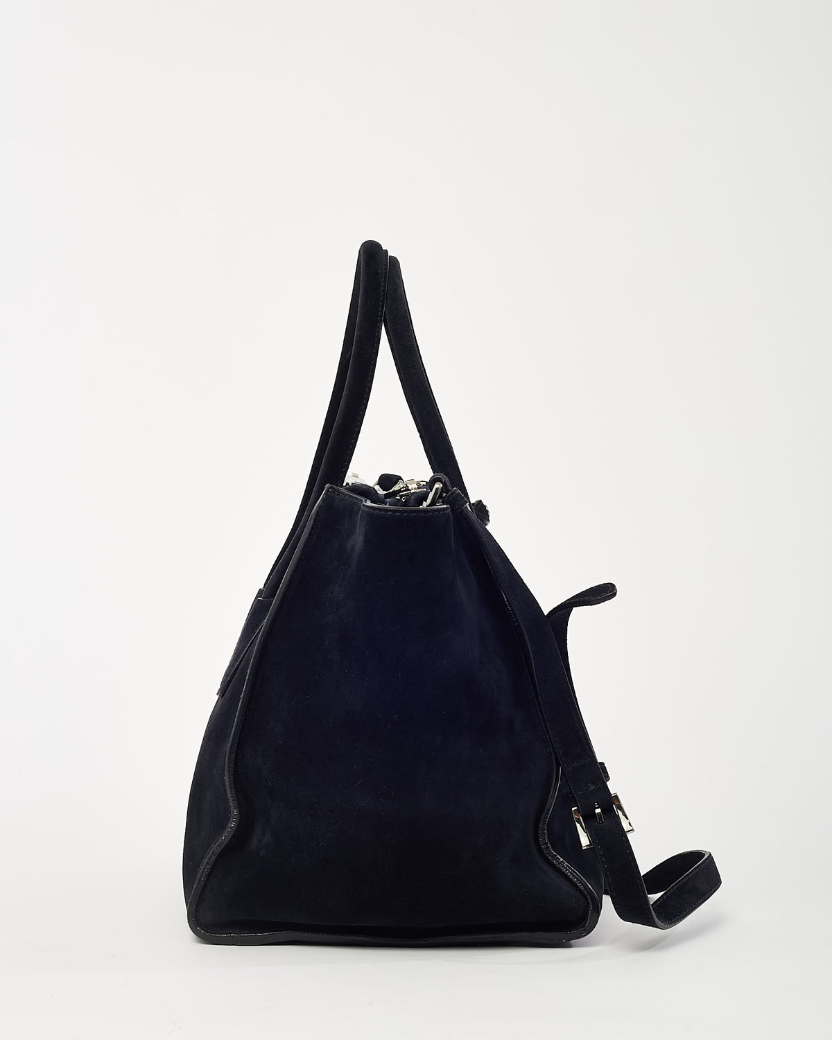 Prada Black Suede Twin Pocket Tote Bag with Strap