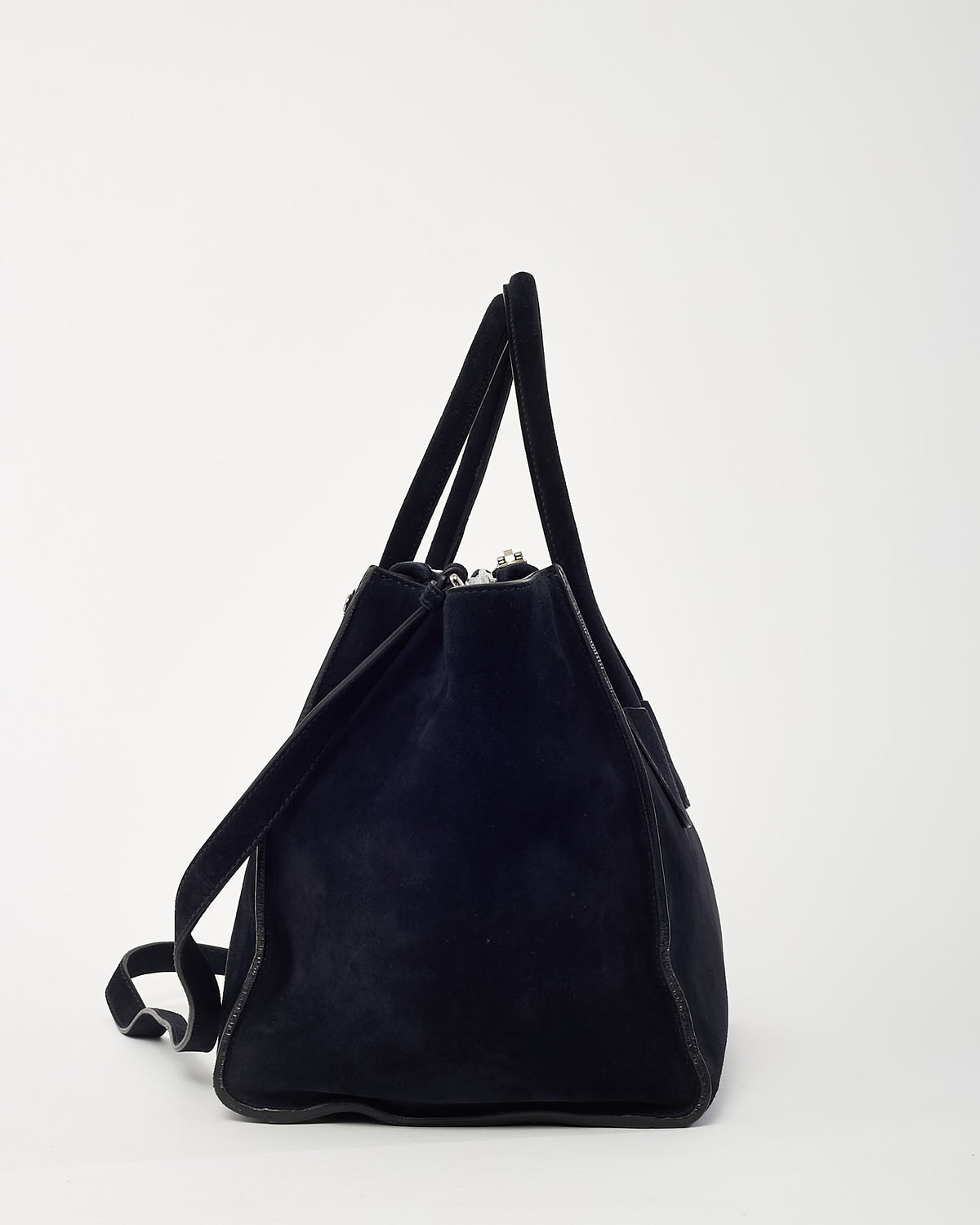 Prada Black Suede Twin Pocket Tote Bag with Strap