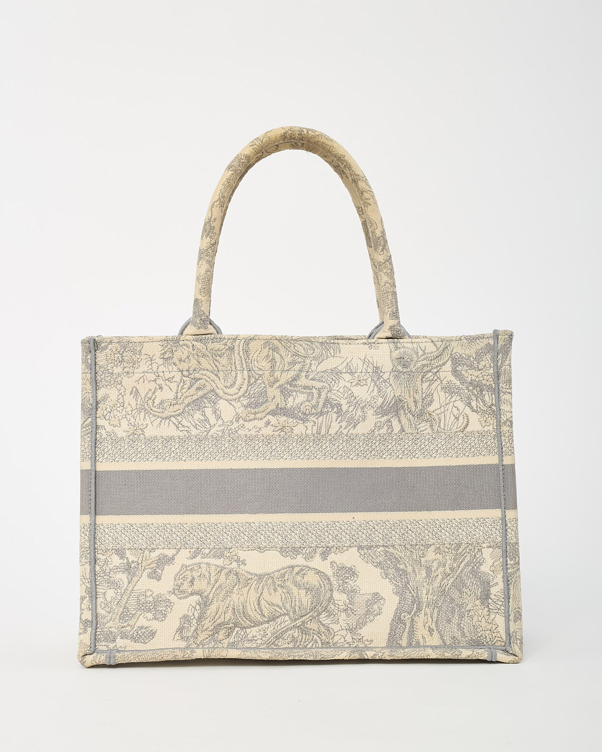Dior Grey Dioriviera Toile De Jouy Embroidered Canvas Medium Book Tote