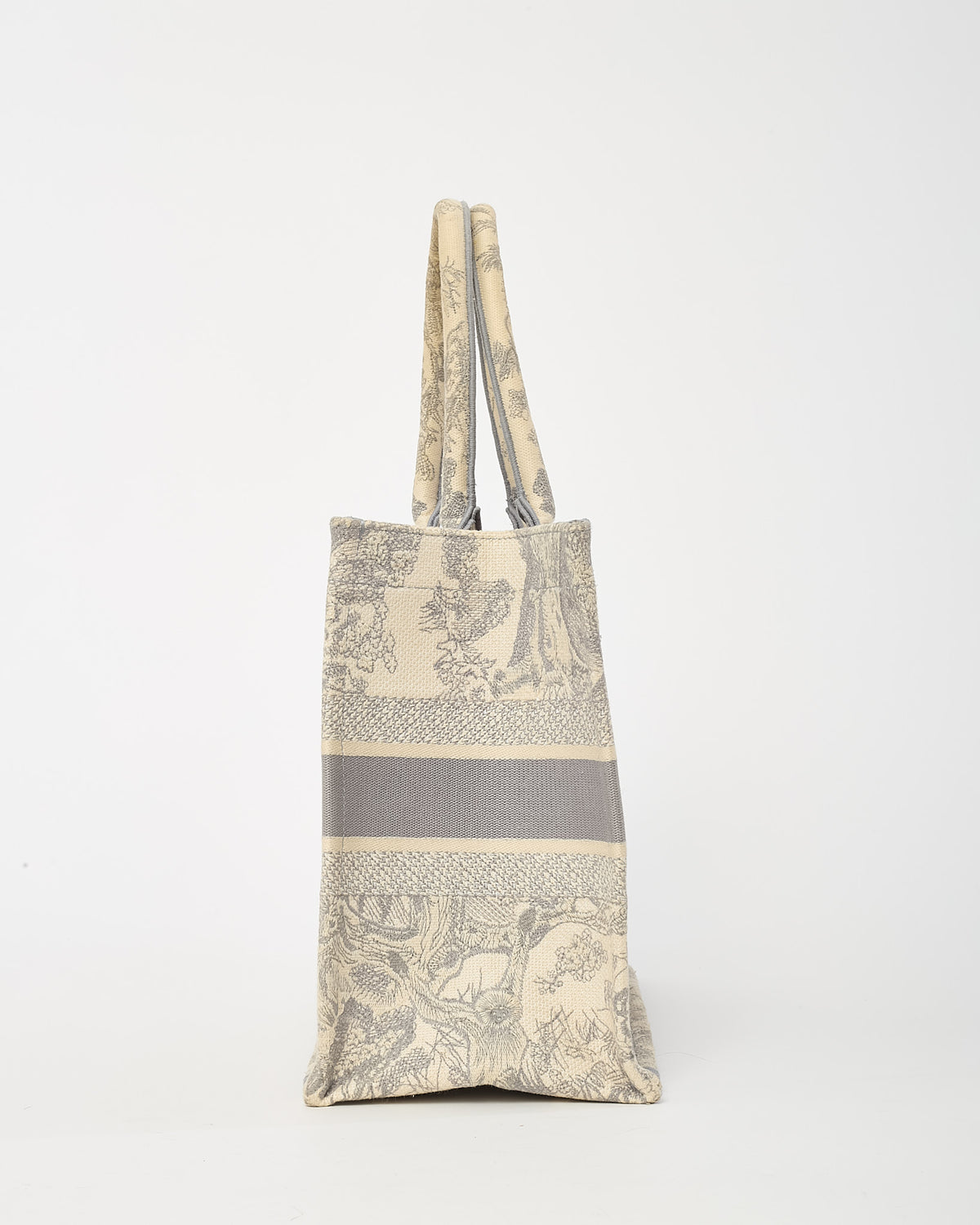 Dior Grey Dioriviera Toile De Jouy Embroidered Canvas Medium Book Tote
