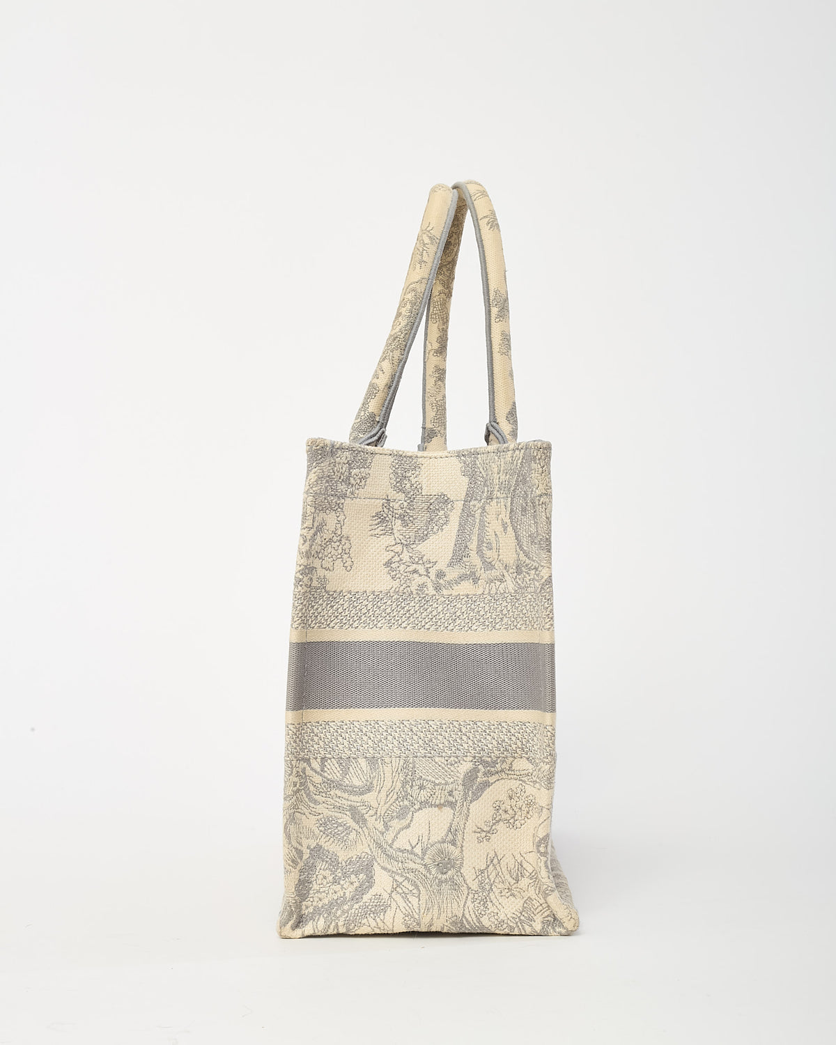 Dior Grey Dioriviera Toile De Jouy Embroidered Canvas Medium Book Tote
