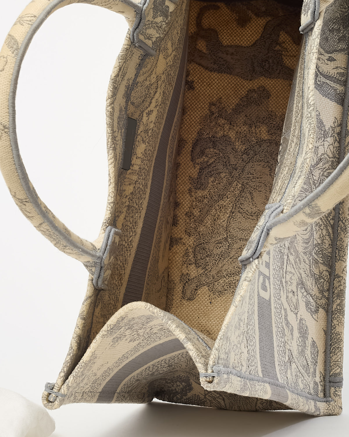 Dior Grey Dioriviera Toile De Jouy Embroidered Canvas Medium Book Tote
