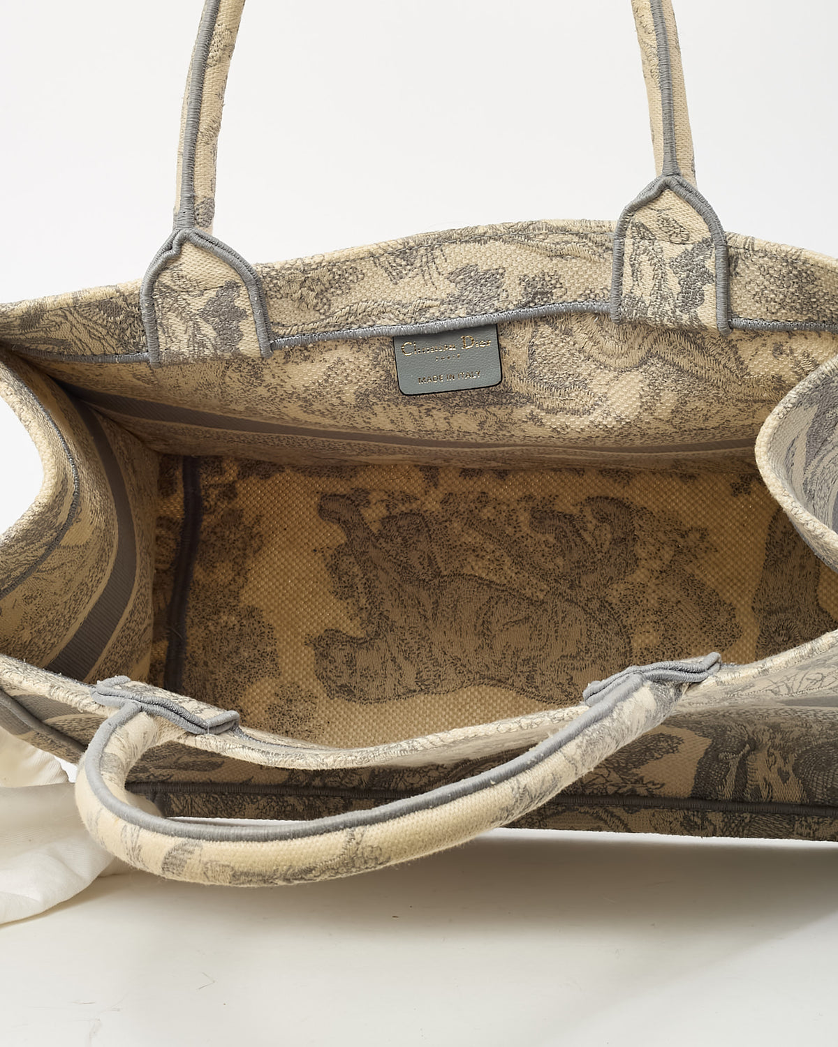 Dior Grey Dioriviera Toile De Jouy Embroidered Canvas Medium Book Tote