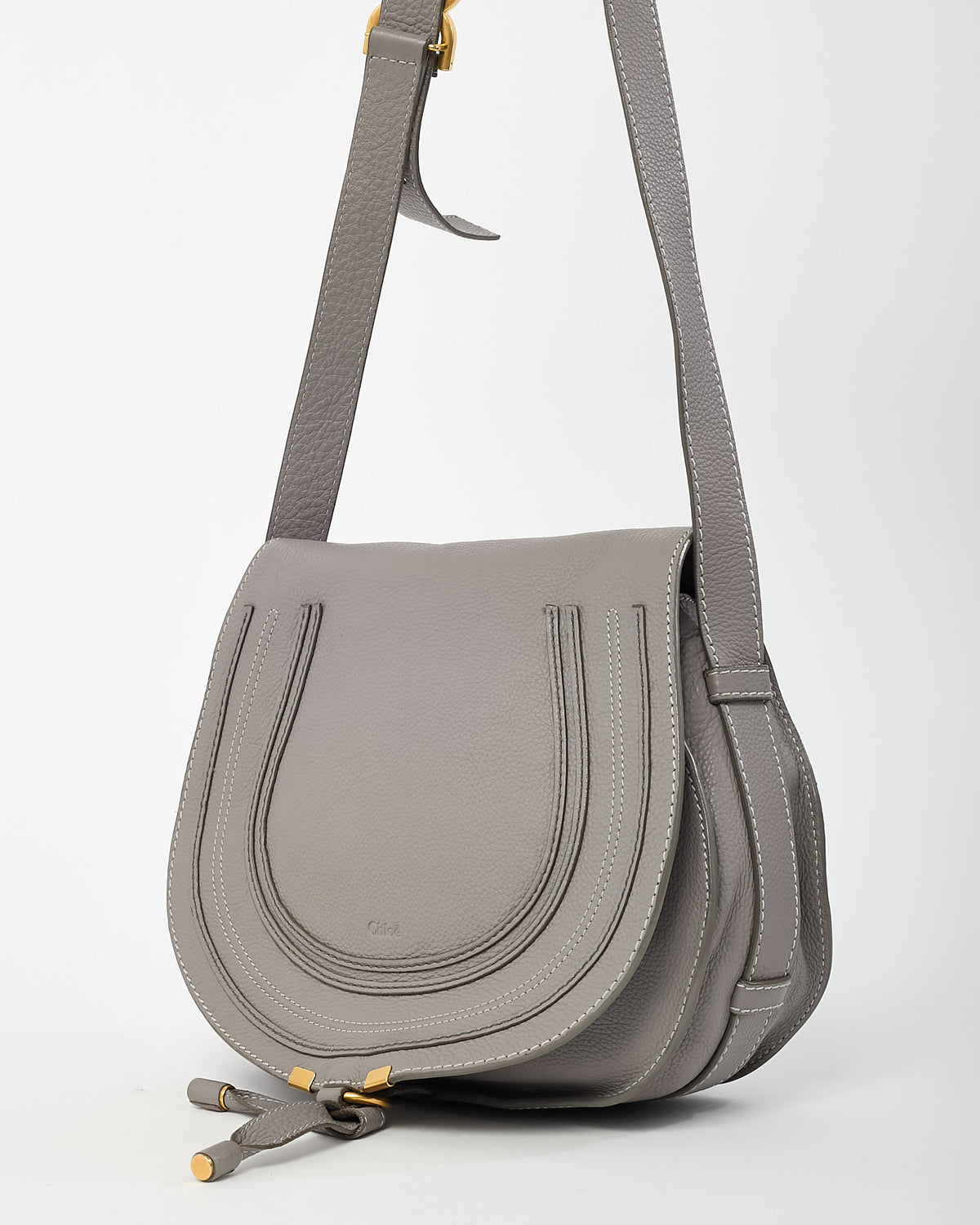 Sac bandoulière Chloé Marcie petit format en daim bleu marine