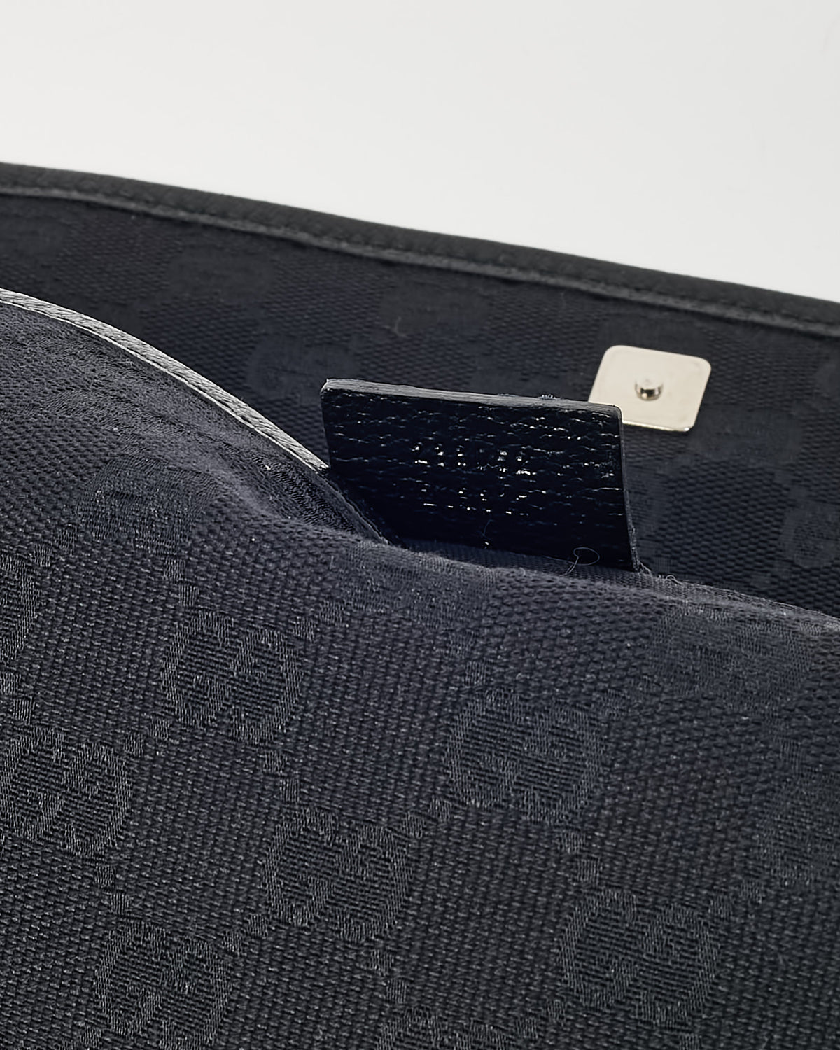 Gucci Black GG Monogram Canvas Web Strap Messenger Bag