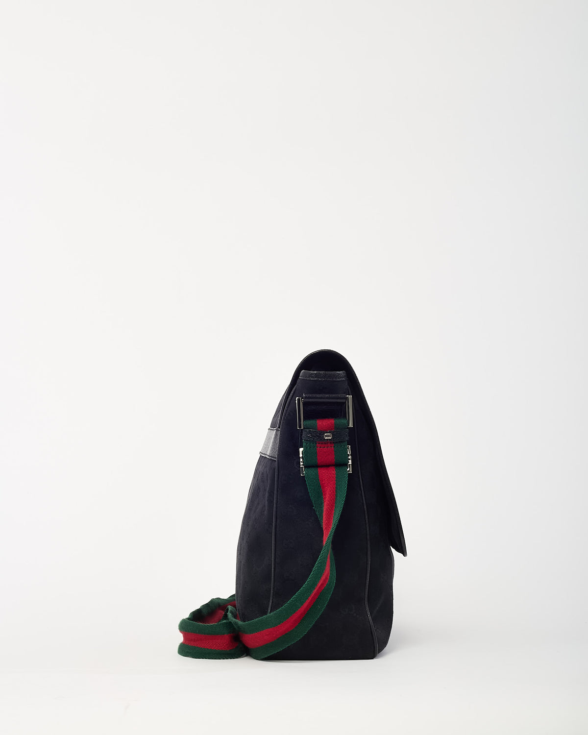 Gucci Black GG Monogram Canvas Web Strap Messenger Bag