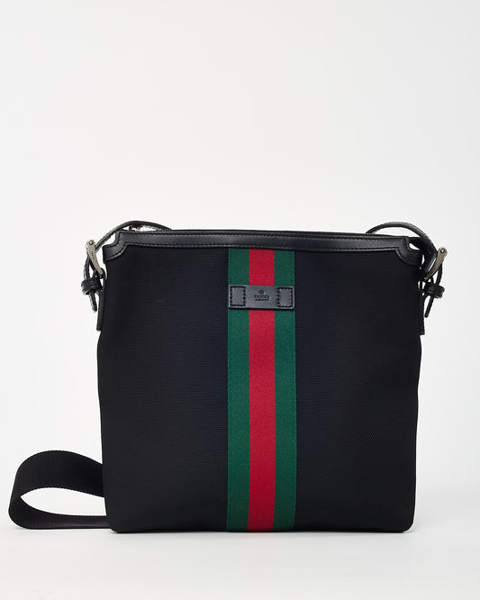 Gucci Black Techno Canvas Web Messenger Bag
