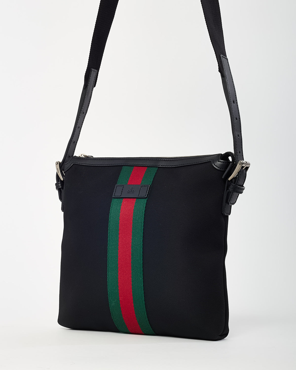 Gucci Black Techno Canvas Web Messenger Bag