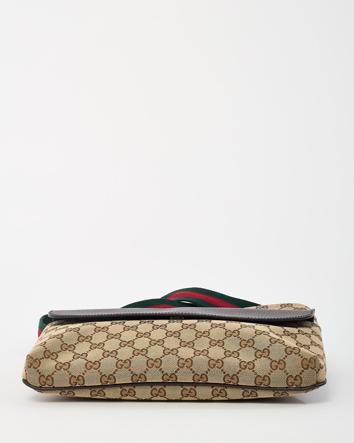 Gucci Beige and Brown GG Monogram Canvas Brown Leather Flap Messenger Crossbody Bag