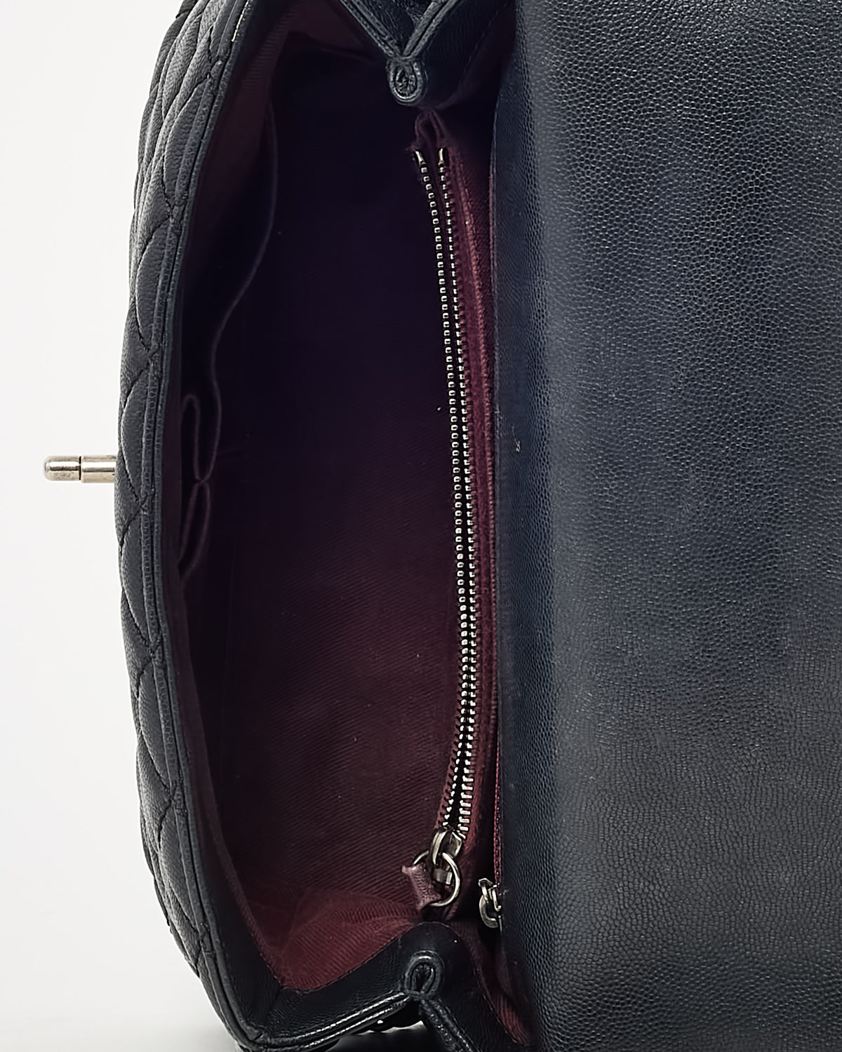 Chanel Black Quilted Caviar Leather Medium Coco Top Handle Bag SHW