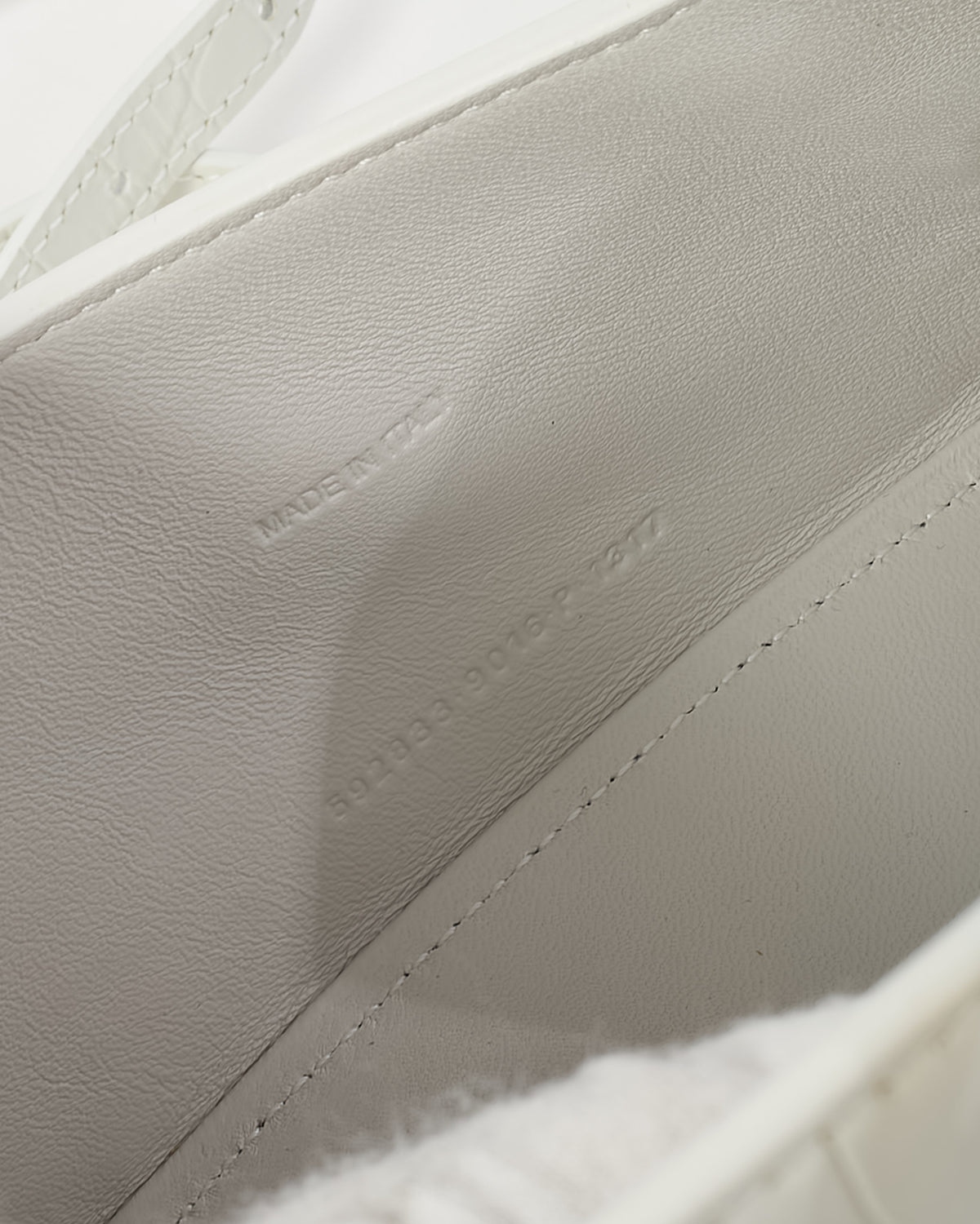 Balenciaga White Croc Embossed Leather Hourglass GHW XS Handbag