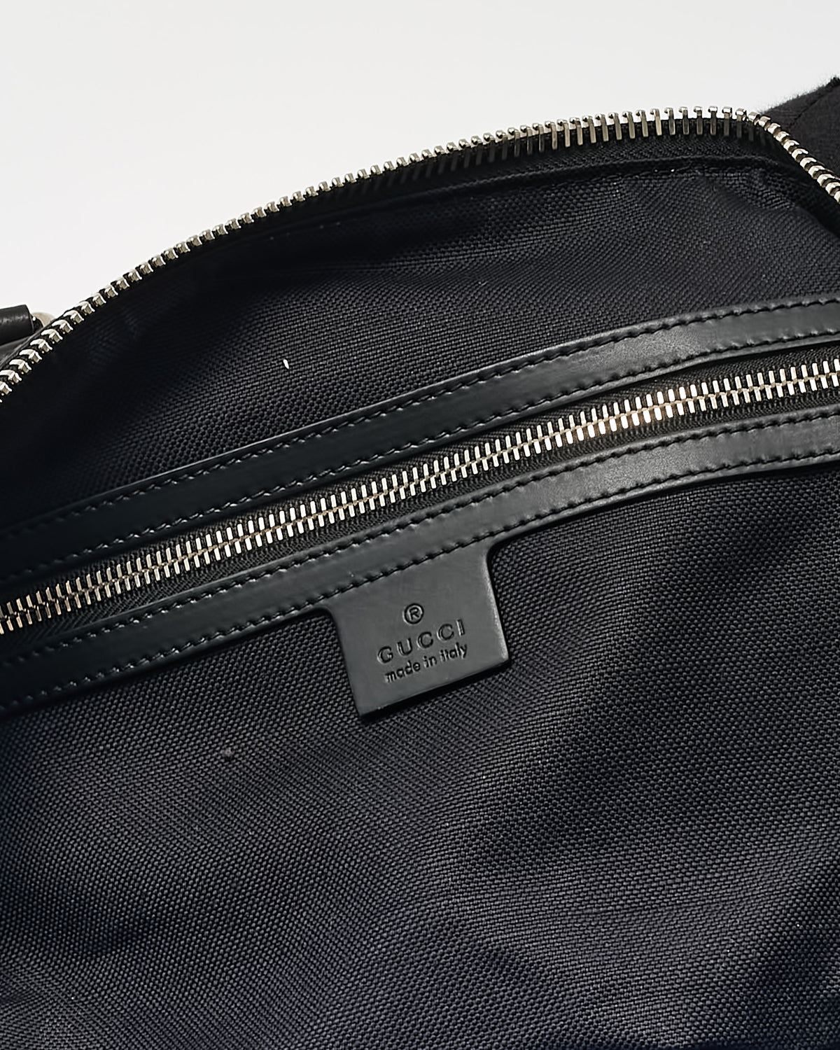 Gucci Black GG Leather-Trimmed Monogrammed Supreme Coated Canvas Duffle Bag with Strap