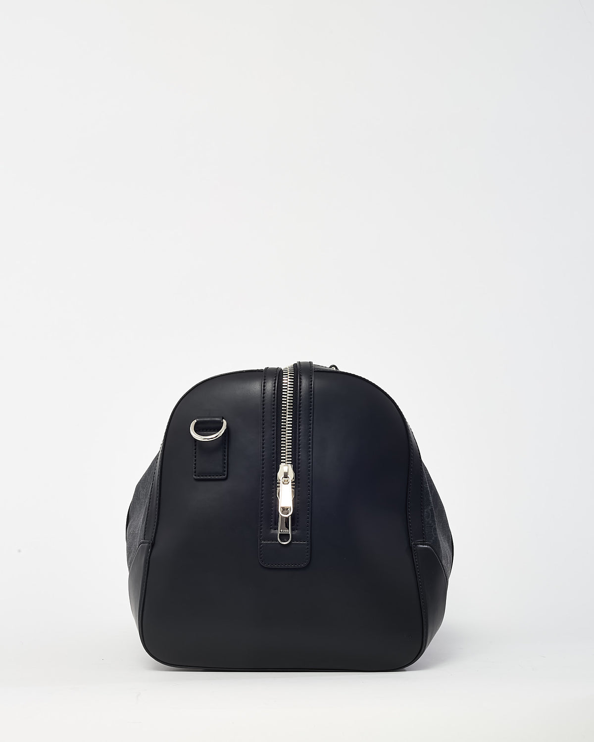 Gucci Black GG Leather-Trimmed Monogrammed Supreme Coated Canvas Duffle Bag with Strap