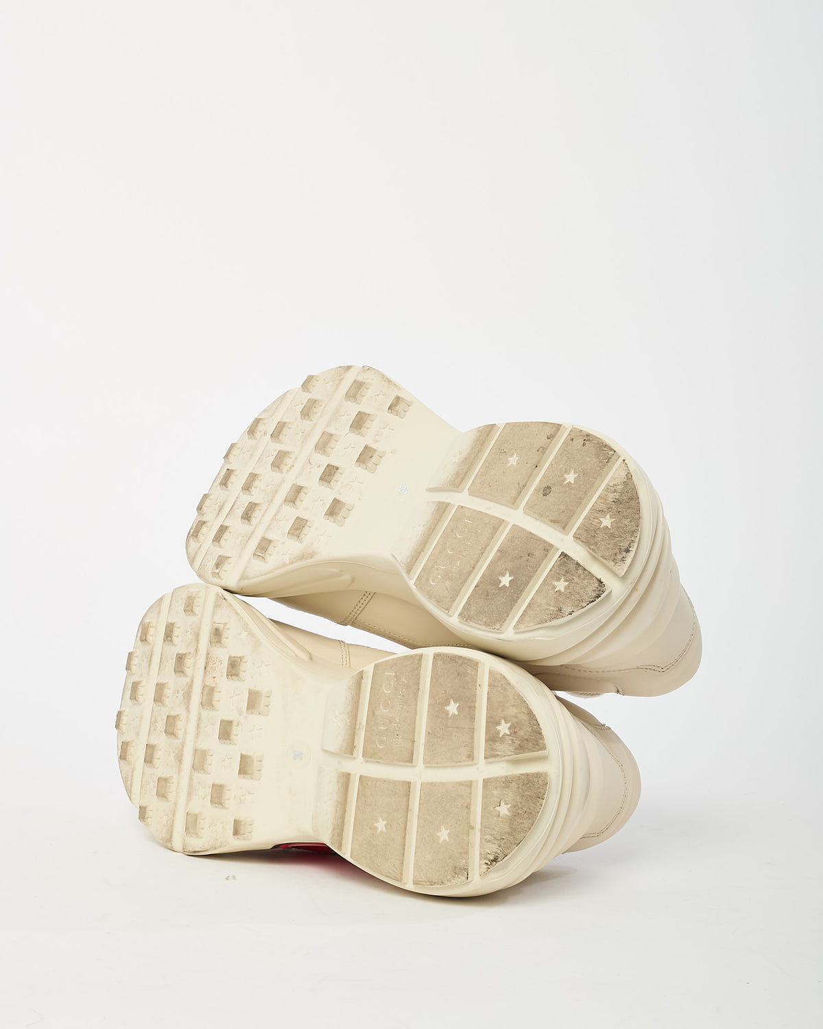 Gucci White Leather "GG Apple" Rhyton Sneakers -39
